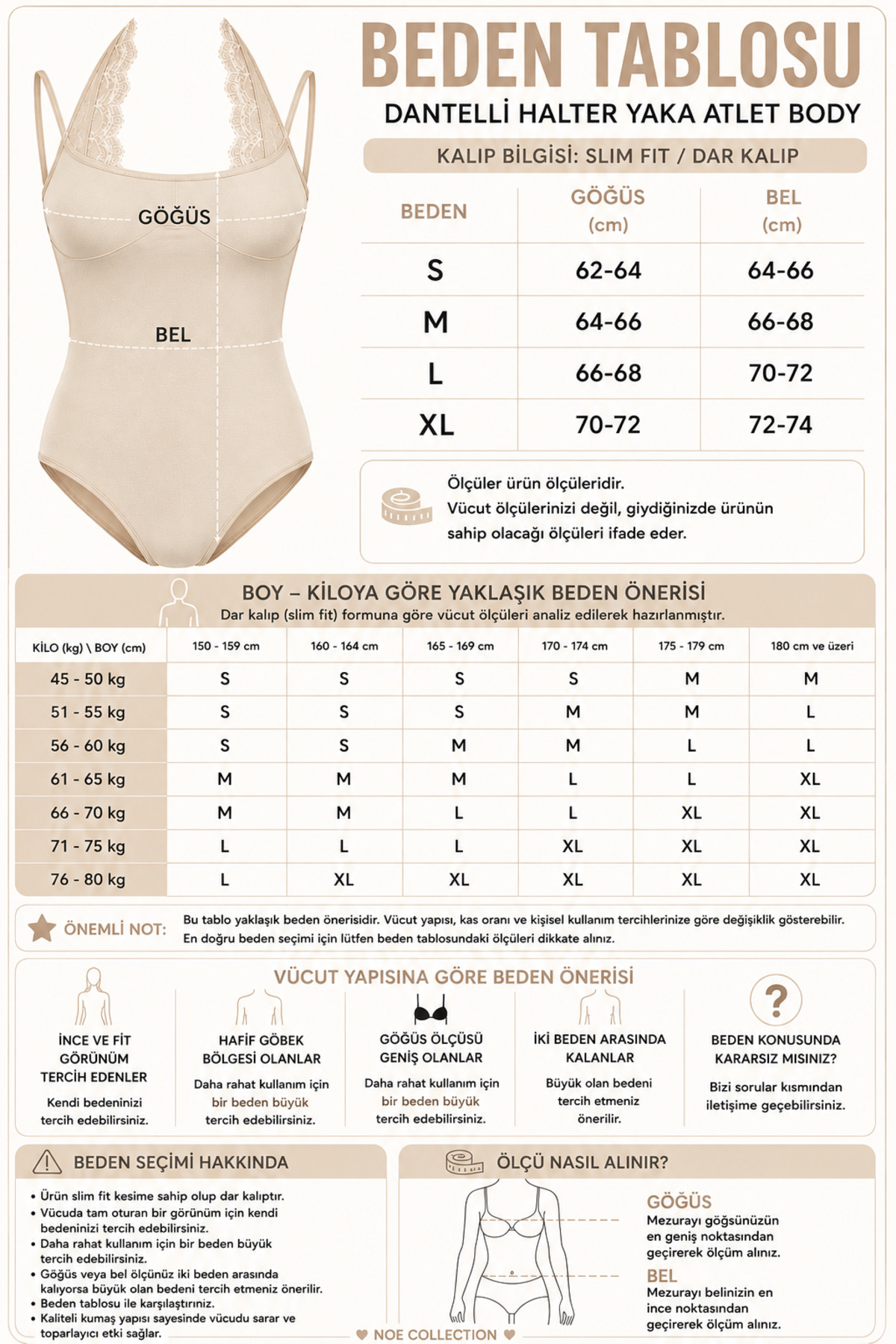 Kadın Dantel Yaka İnce Askılı Çıtçıtlı Body Slim Fit Dar Kalıp Likralı Bodysuit - Bej 5