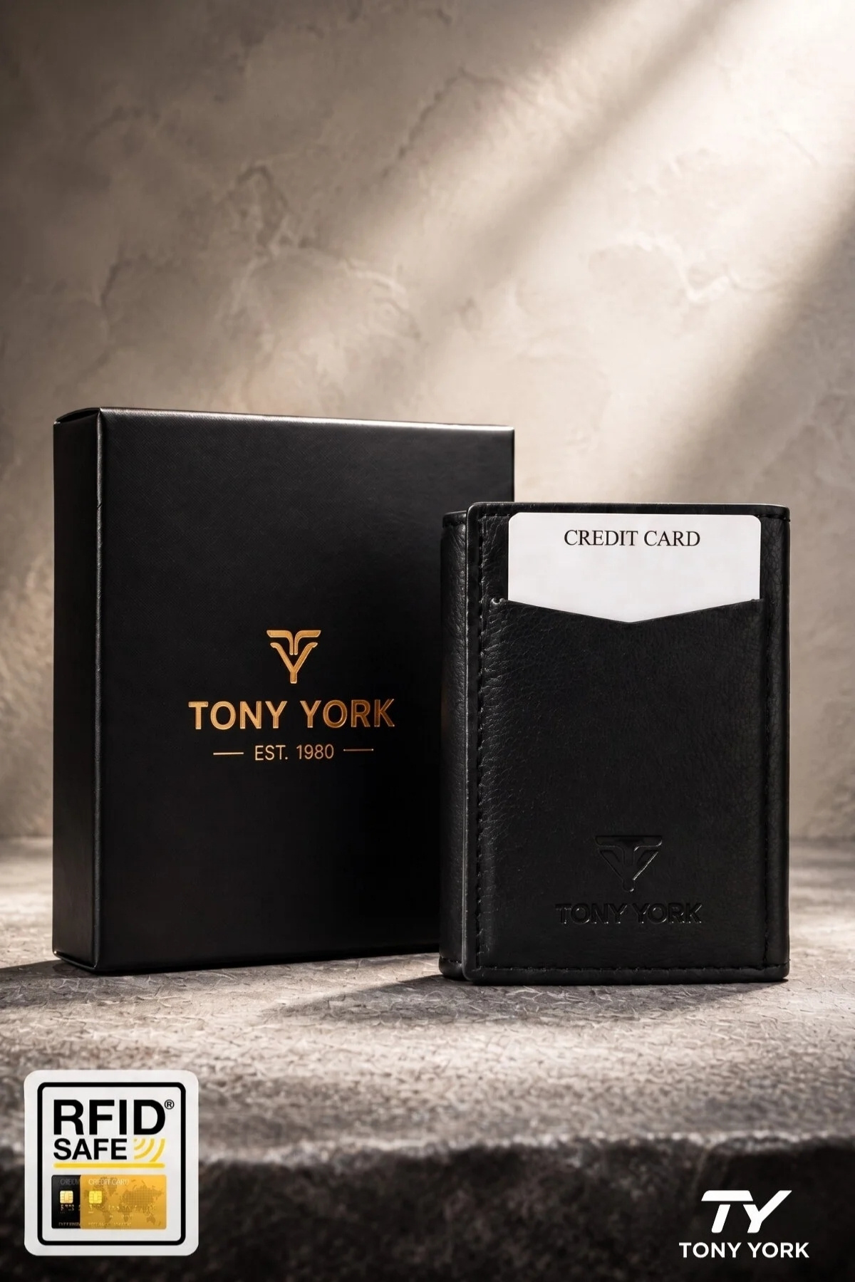 Tony York Orijinal Erkek Otomatik Mekanizmalı Özel Kutulu RFID Korumalı Hırsızlık Engelleyici Alüminyum Kızaklı Sevgiliye Eşe Arkadaşa Babaya Hediye Kartlık & Para Bölmeli Hediyelik Kutulu Kartlıklı Şık Cüzdan