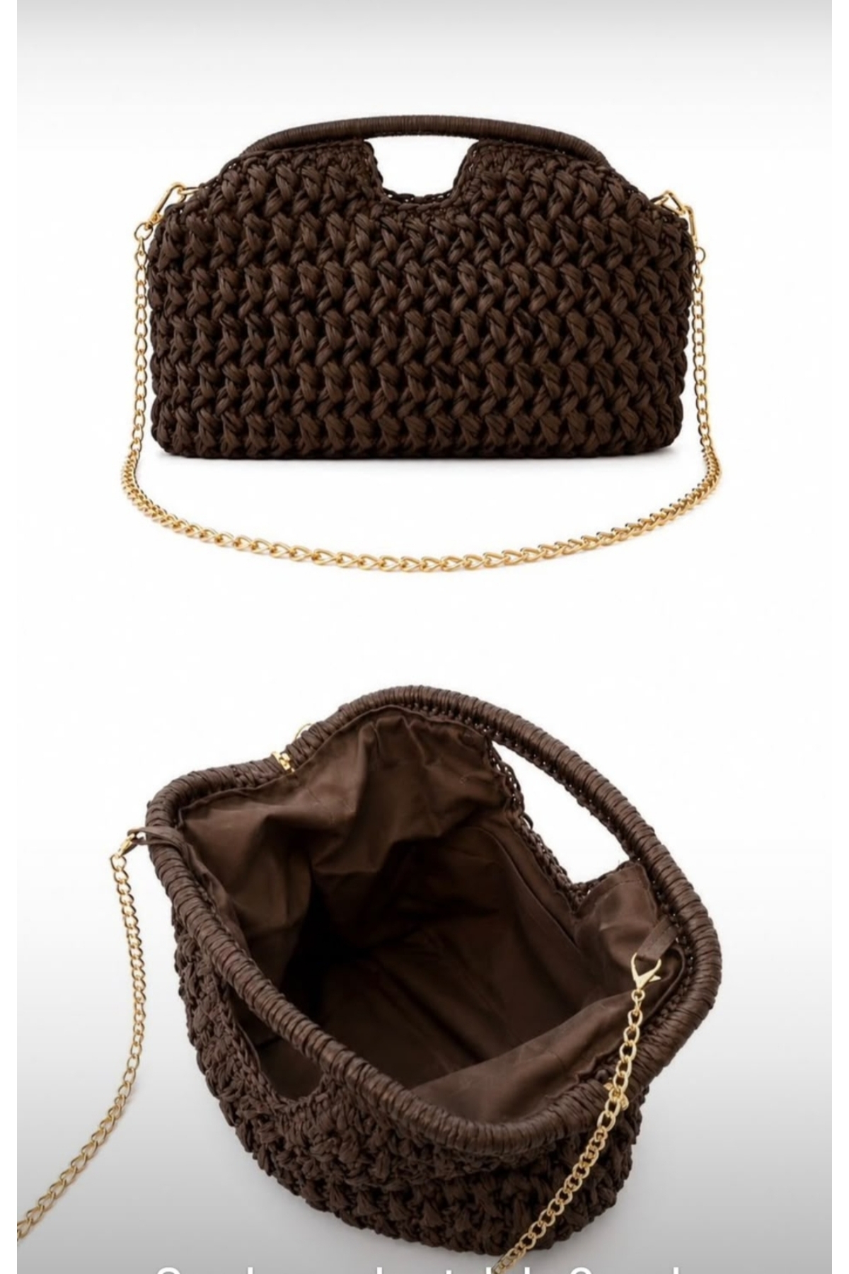 Gogoey Doğal Hasır Lif Clutch Kadın El ve Omuz Çanta görsel 2