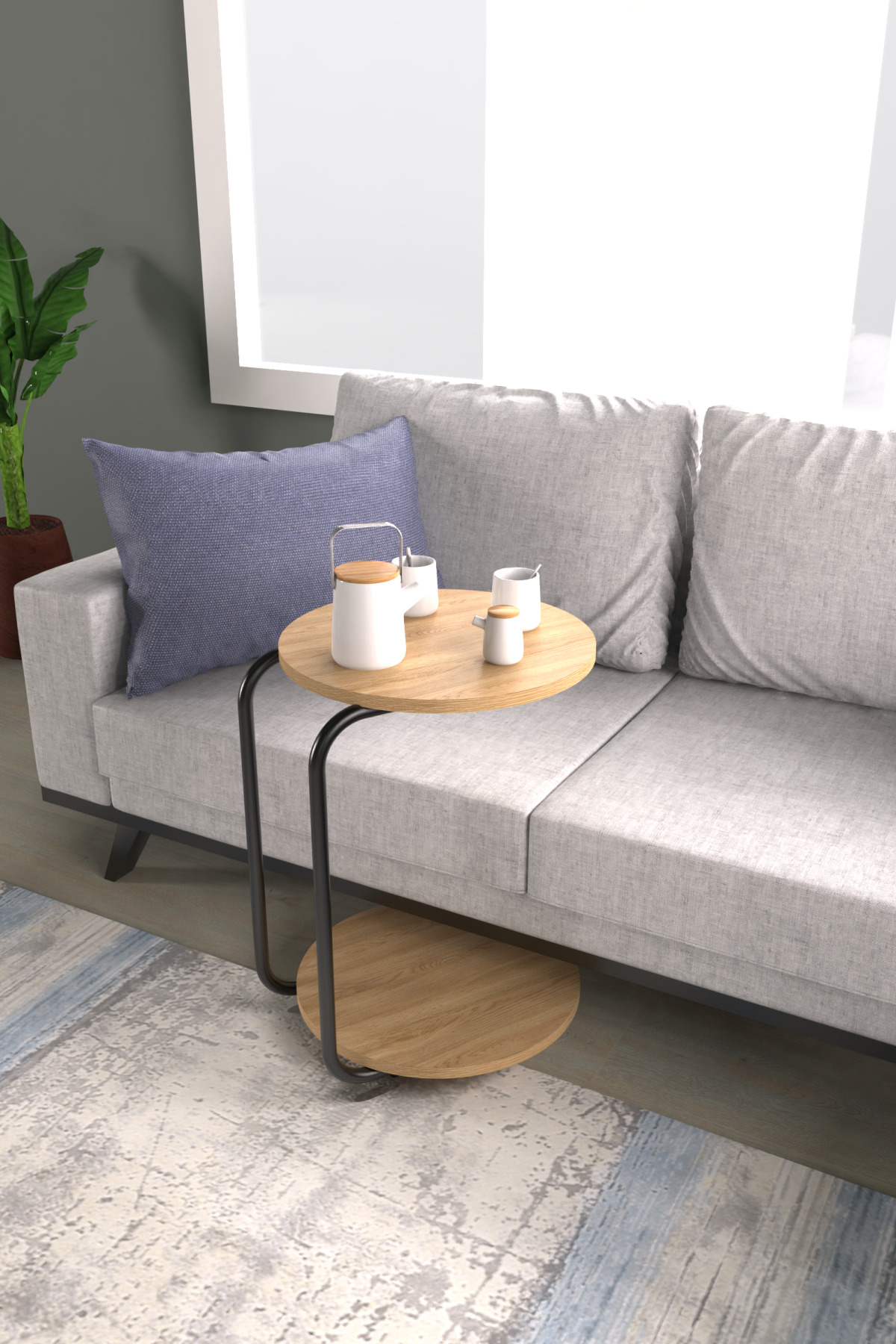 Round C Coffee Table with Emr Wheels