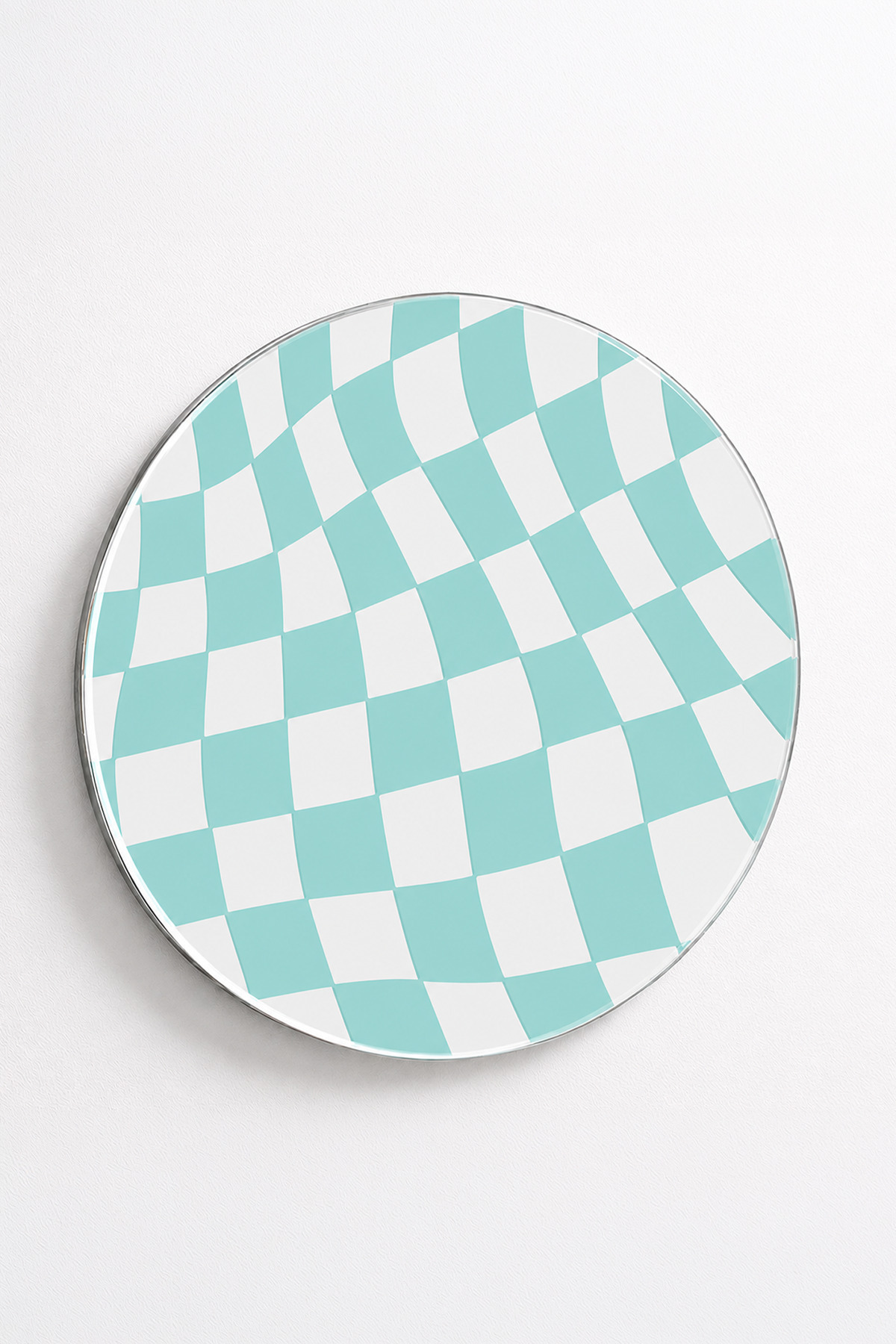 Echo Deco Square Printed Round Decorative Mirror Blue Color 15*15