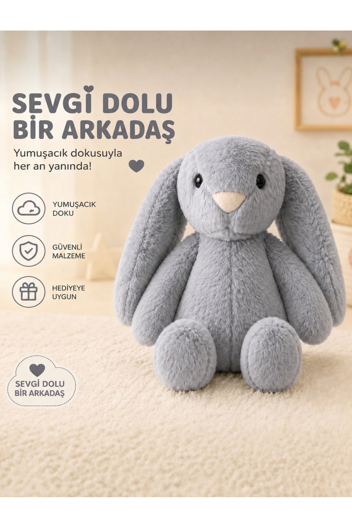 50cm Long Ear Sleep My Friend Easter Rabbit Soft Furry Plush