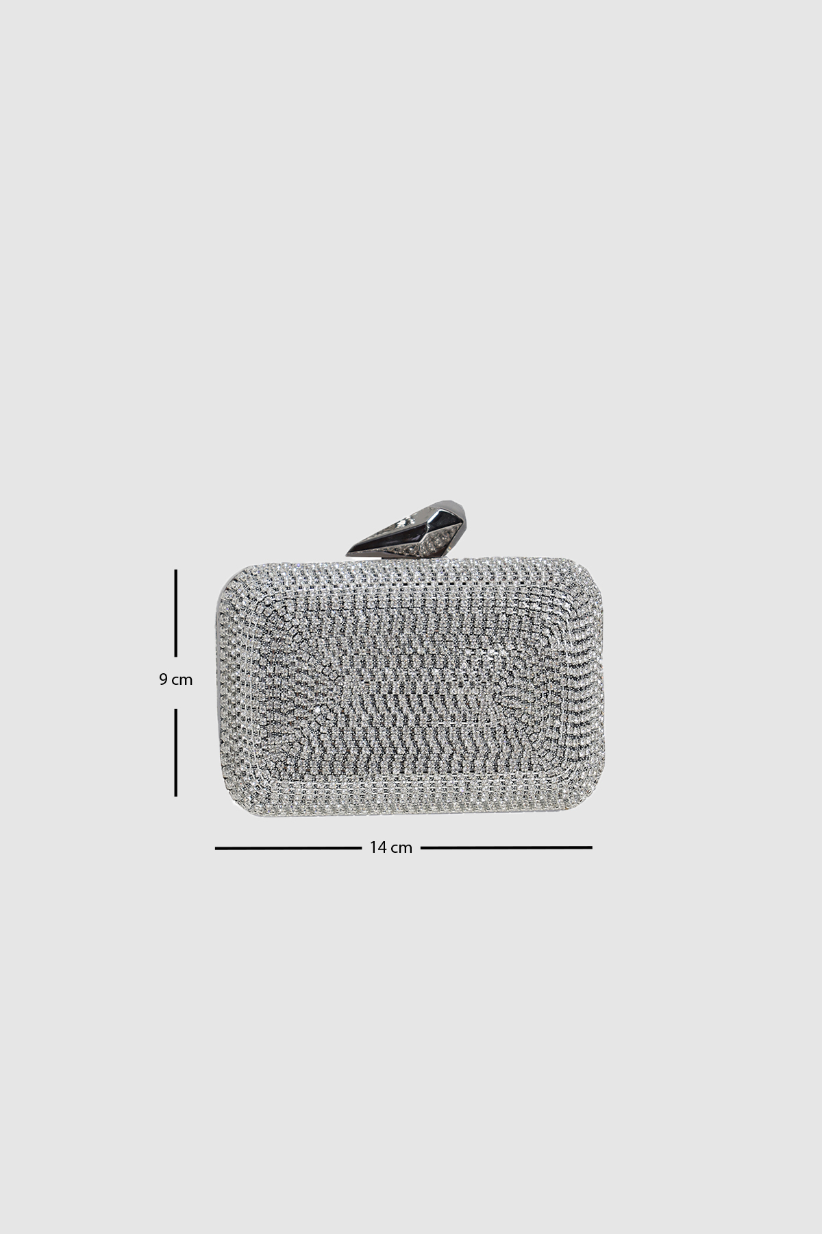Mozto Eloura Gümüş Taşlı Clutch Abiye Çanta görsel 2