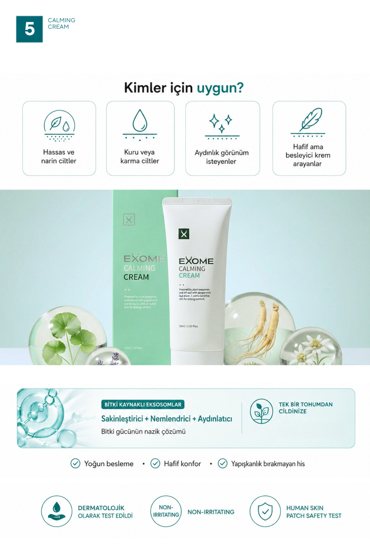Cica & Seramid NP Bariyer Kremi | Exosome Teknolojili Yatıştırıcı Bakım | Calming Cream | 50 ml — Exome002 — تصویر 6 از 6