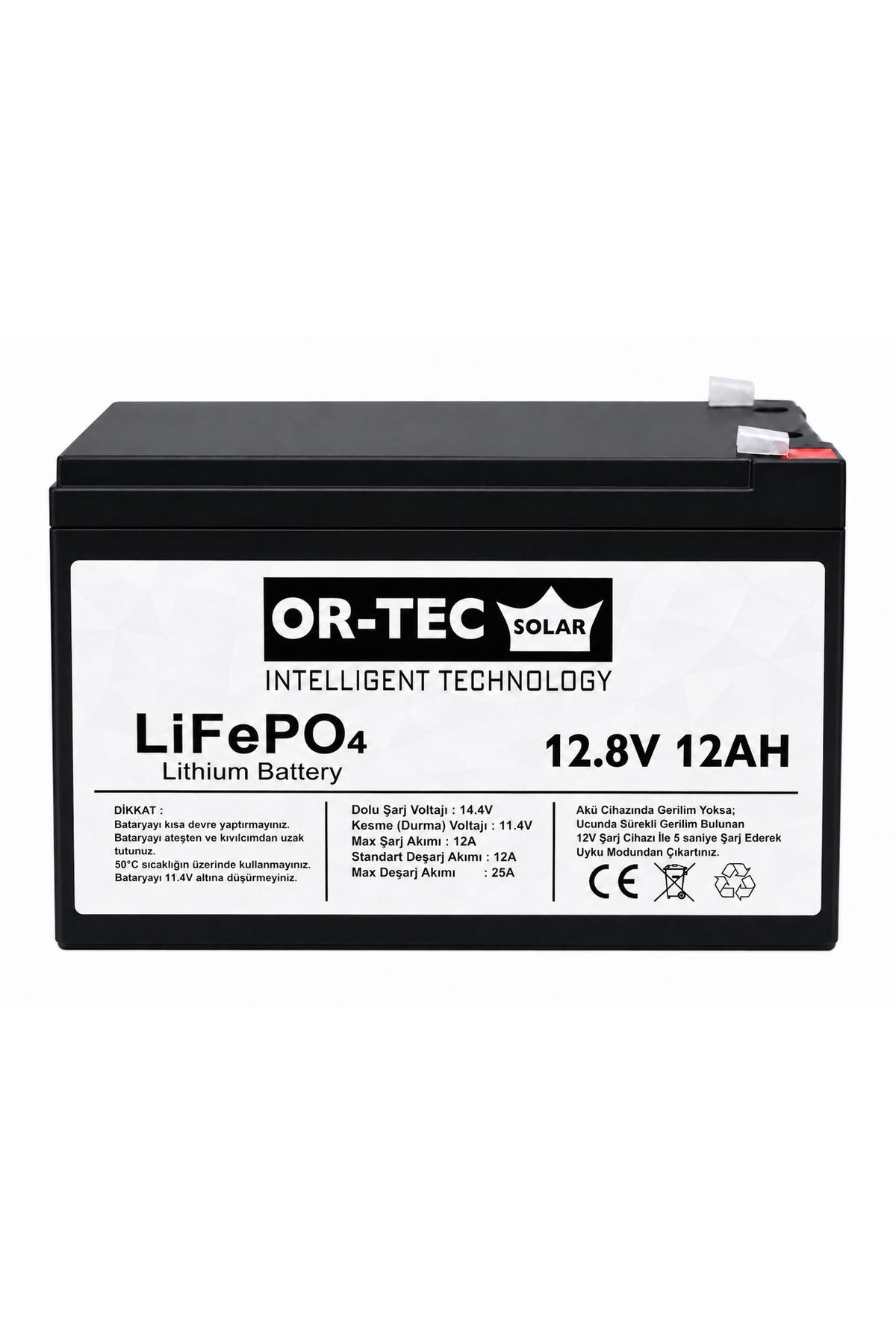Ortec OR-TEC 12.8V 12Ah LiFePO4 Akülü Araba - UPS Aküsü - Fiyatı