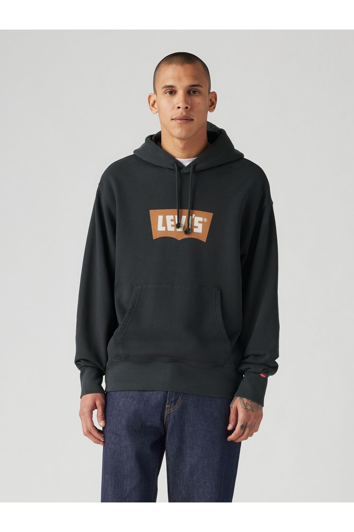 سویشرت مردانه کلاه دار مشکی طرح بت وینگ مدل 003VL-0003 لیوایز سویشرت Levi's