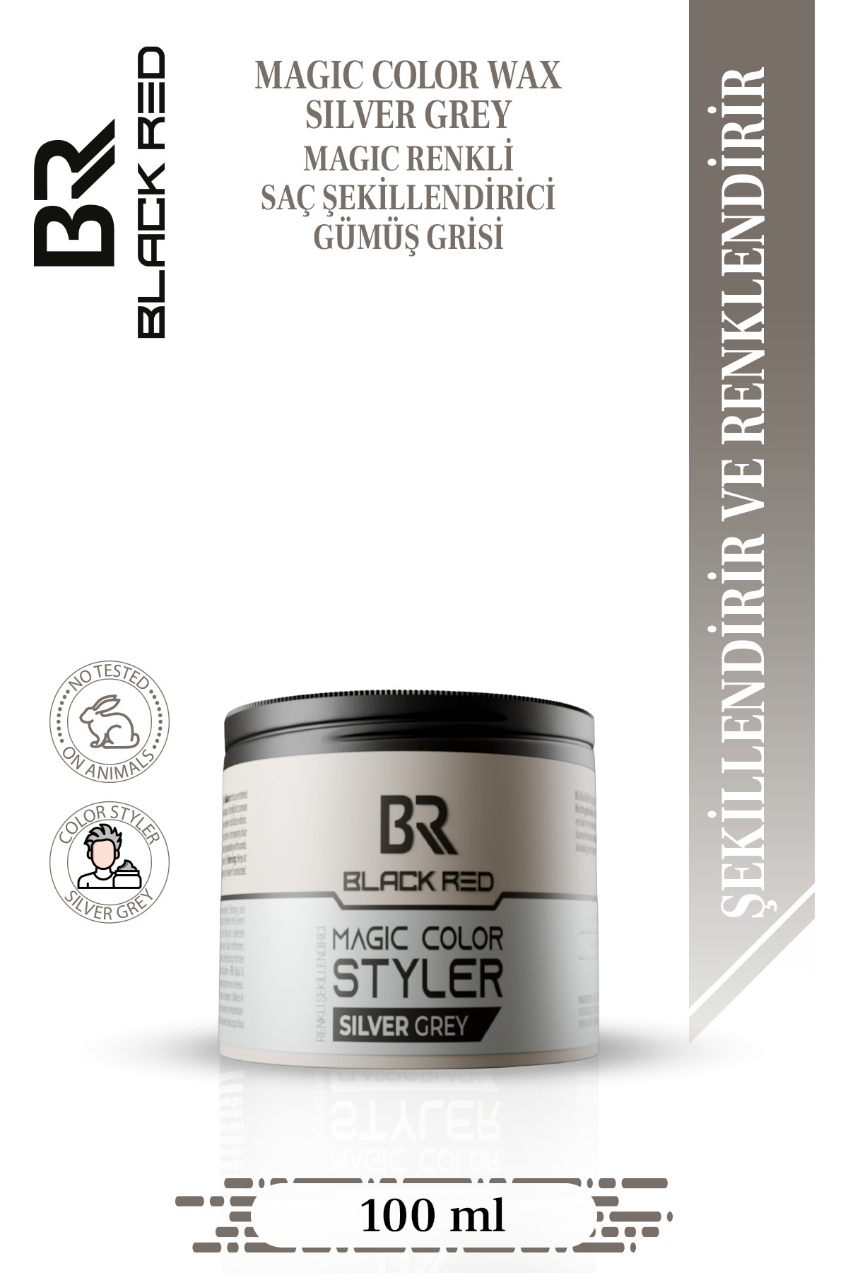 Black Red Magic Color Styler Silver Grey Geçici Gri Renk Veren Saç Şekillendirici Wax 100 ml — 8680057221935