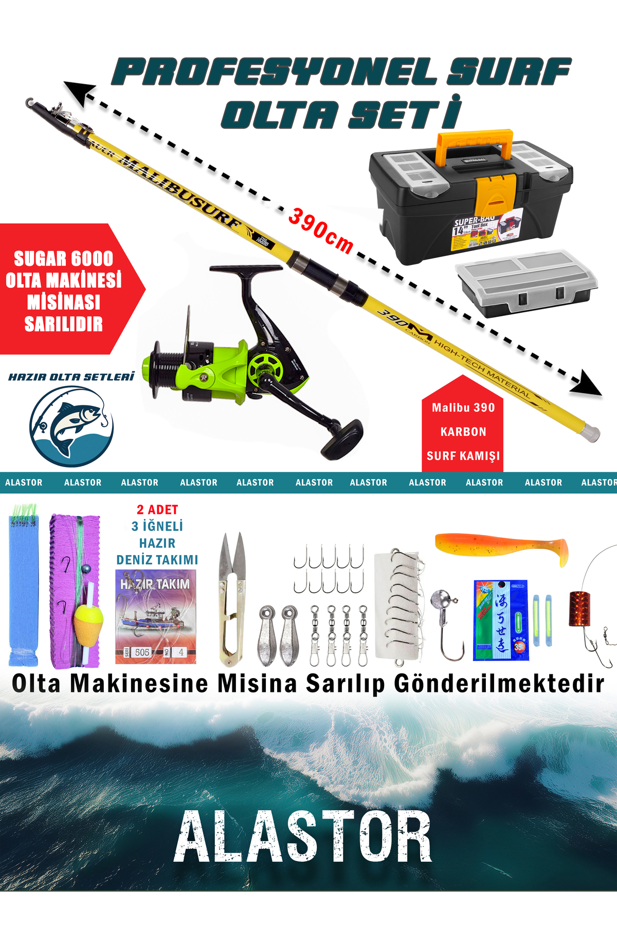ALASTOR Surf Karbon Olta Takımı Olta Seti Boğaz Deniz Göl Surf