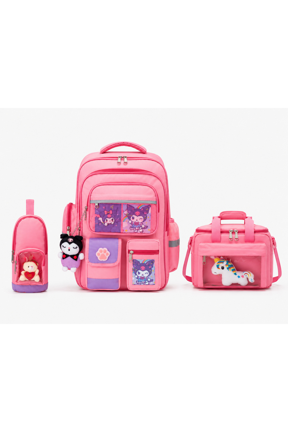 KAWAİİ STYLE CURATED ORTHOPEDIC MULTI-EYED LOCAL SCHOOL BAG NUTRITION PEN HOLDER SET SCHOOL