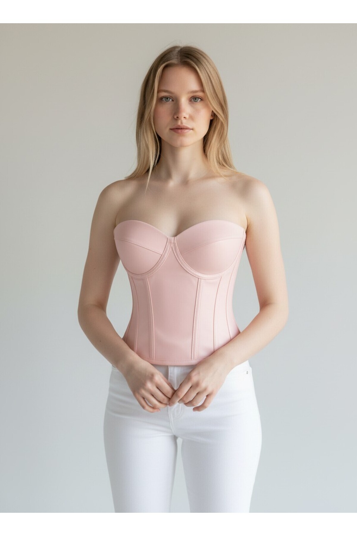 Powder Satin Corset Bustier Ready Size