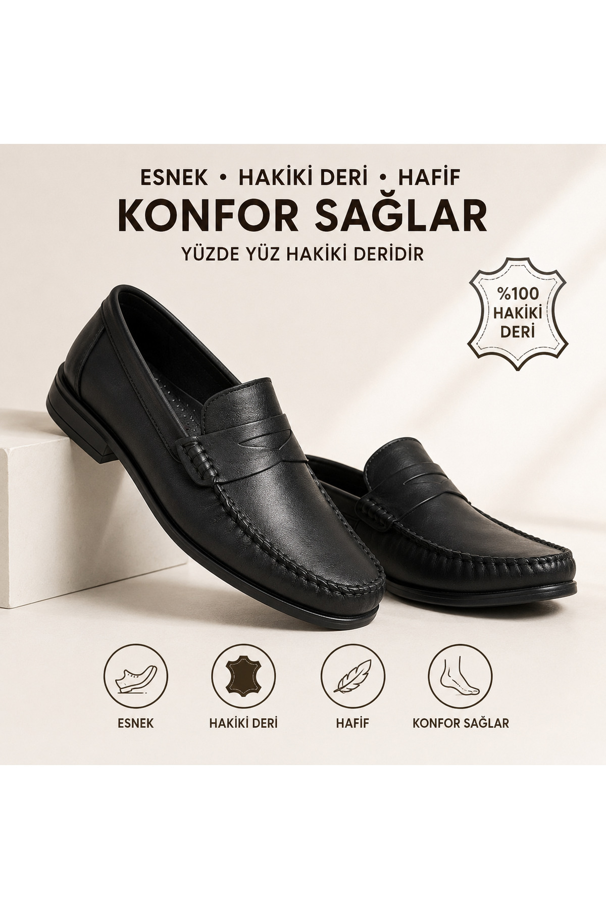 Milano Saphir Günlük Klasik loafer Hakiki Deri Erkek Ayakkabı