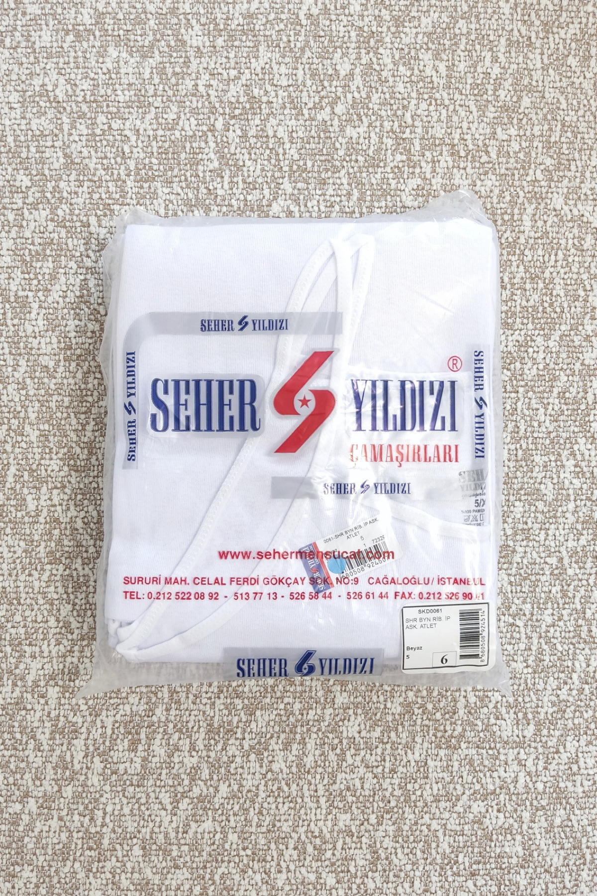 TERMALSET Kadın 6'lı Paket Beyaz Ribana İp Askılı Atlet %100 Pamuk görsel 5