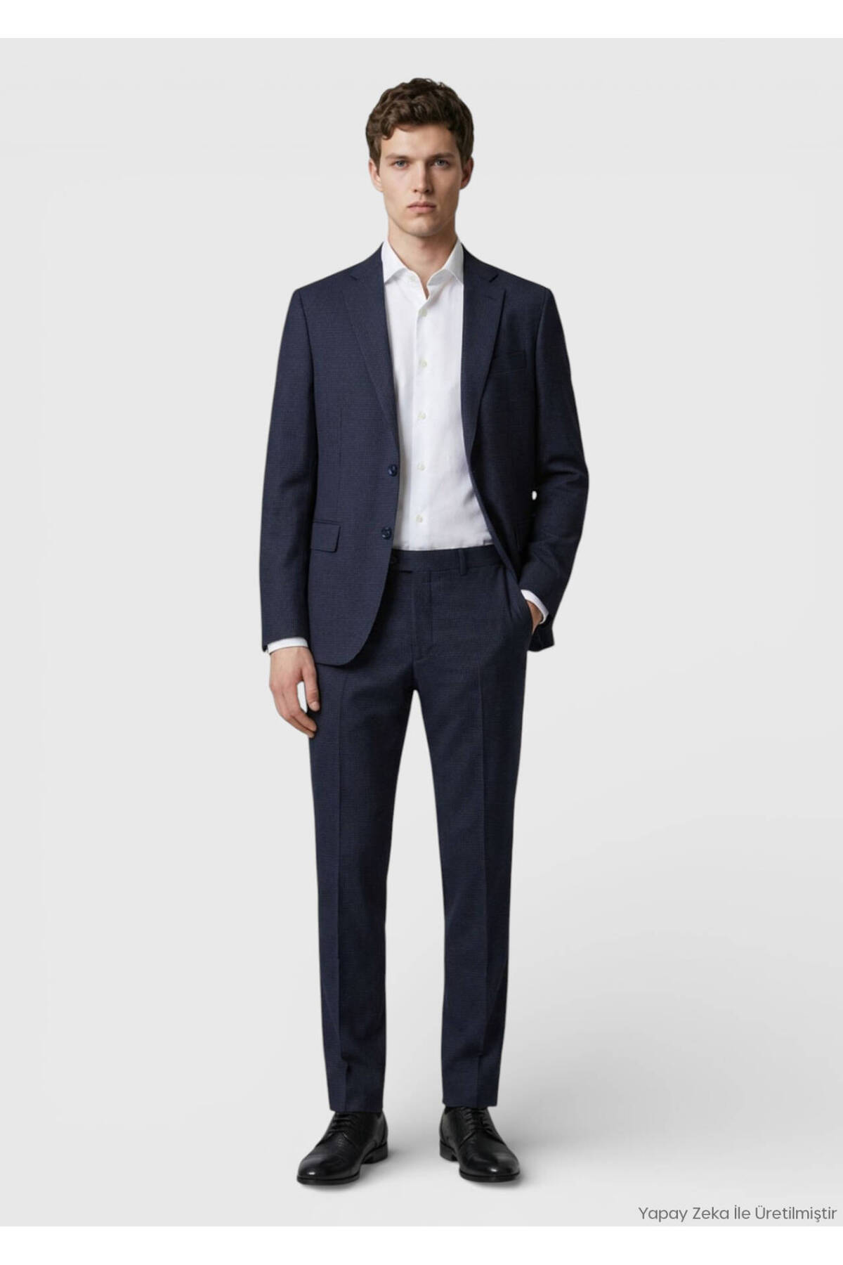 Ramsey Antrasit Kareli Zeroweight Slim Fit %100 Yün Takım Elbise