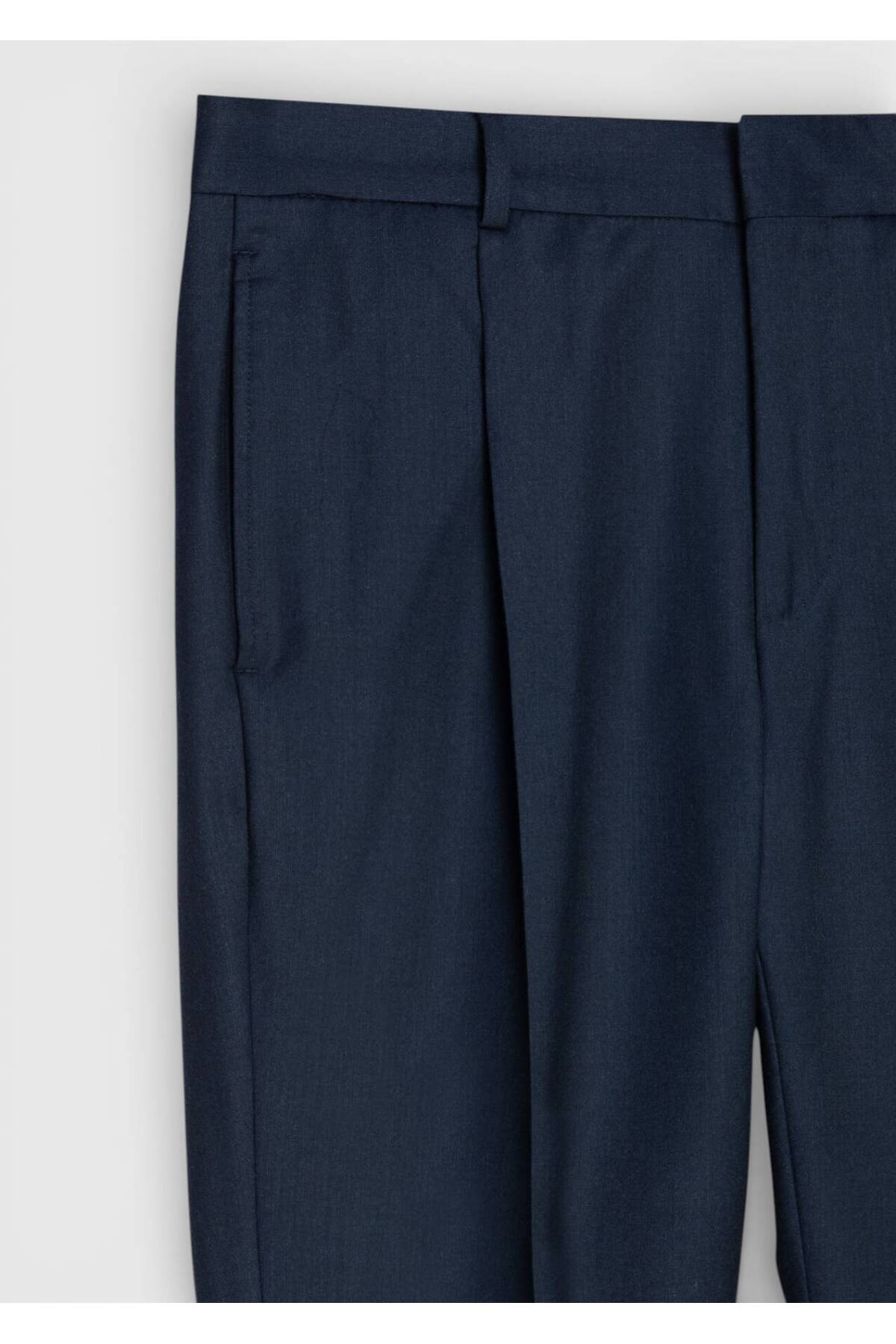 Petrol Dokuma Regular Fit Casual %100 Yün Pantolon — رنگارنگ 10157046 — تصویر 6 از 6