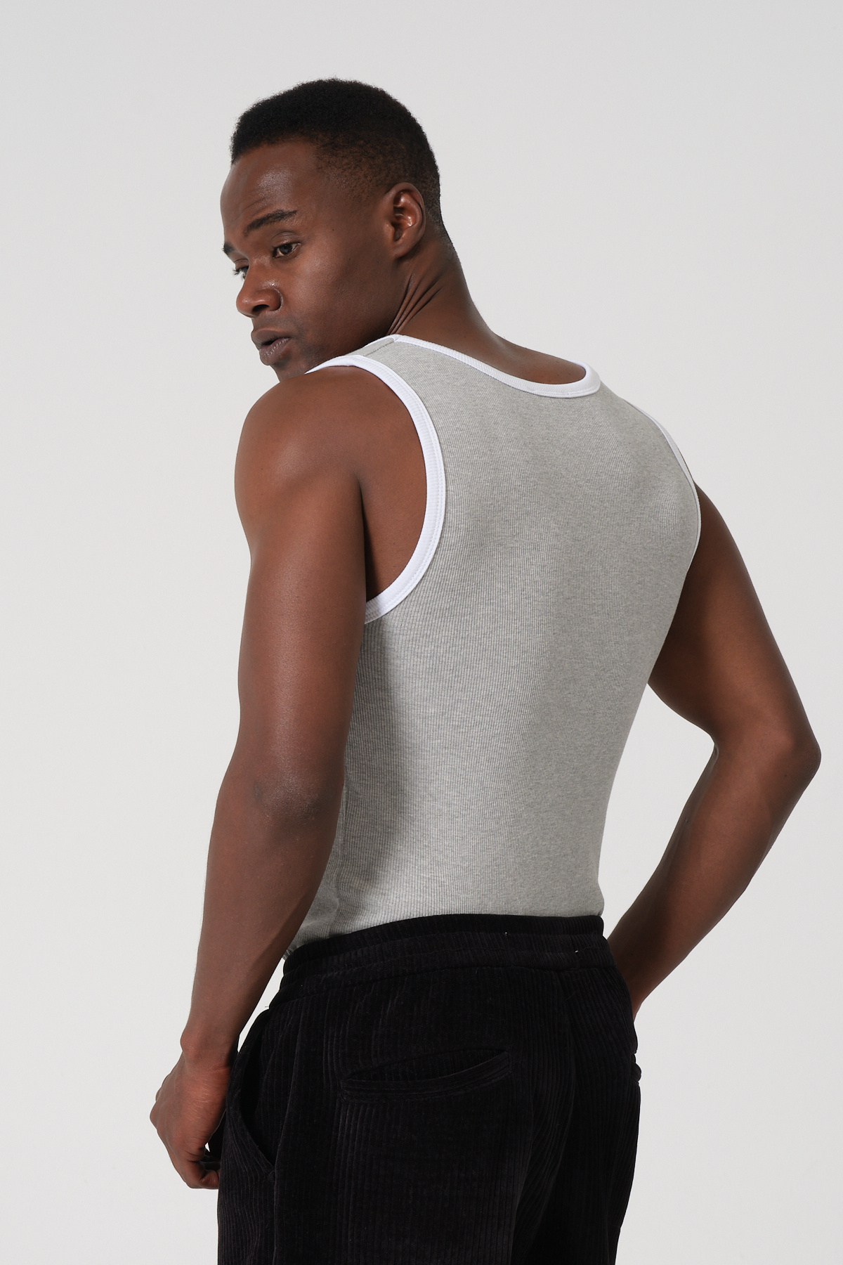 gamaro Erkek Halter Yaka penye kaşkorse fitted kalıp sporcu Likralı Atlet görsel 6