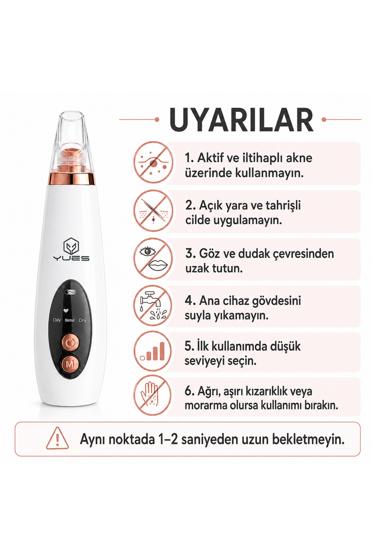 W-1888 Vakumlu Siyah Nokta Temizleme Cihazı, Akne Komedon Gözenek Bakımı, 3 Mod, 6 Başlık — تصویر 9 از 9