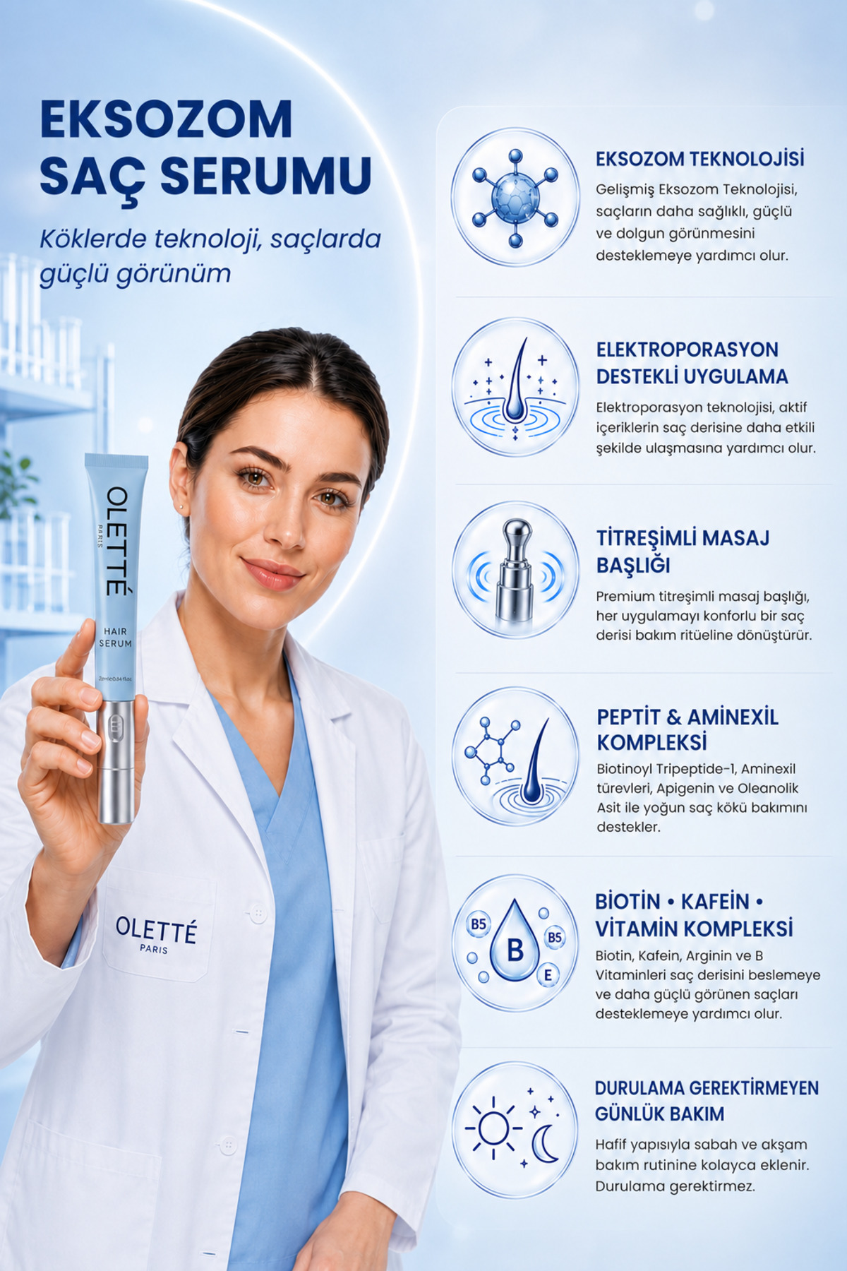 Exosome Saç Serumu 25 ml – Saç Kökü ve Saç Derisi Bakım Serumu — OPES2026 — تصویر 7 از 8
