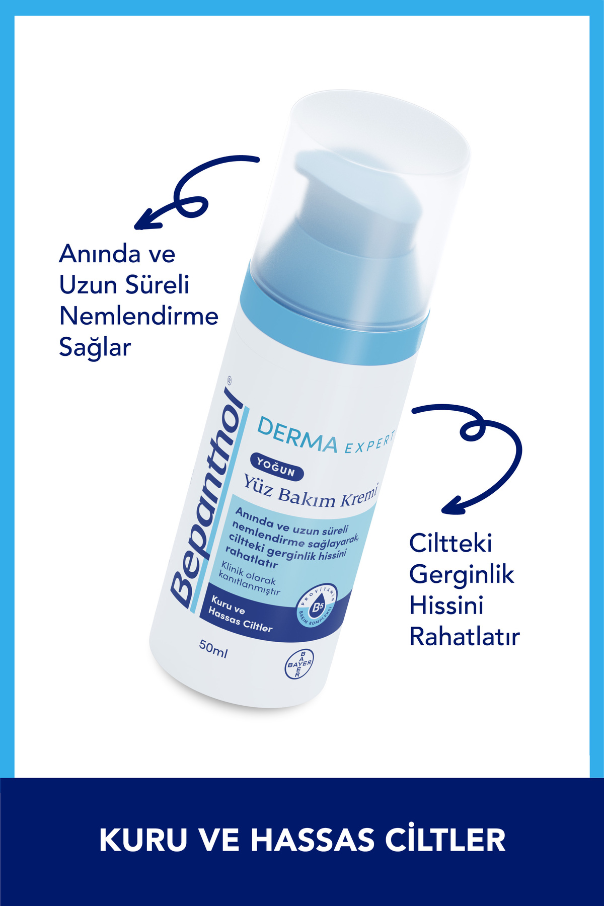 Derma Yoğun Nemlendirici Yüz Bakım Kremi 50 ml + 5 Adet Cilt Bakım Kremi 3.5 G — SET.BPTN.131 — تصویر 3 از 3