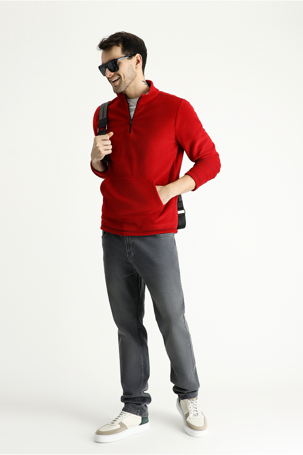 Kiğılı Yarım Fermuarlı Polar Sweatshirt görsel 2