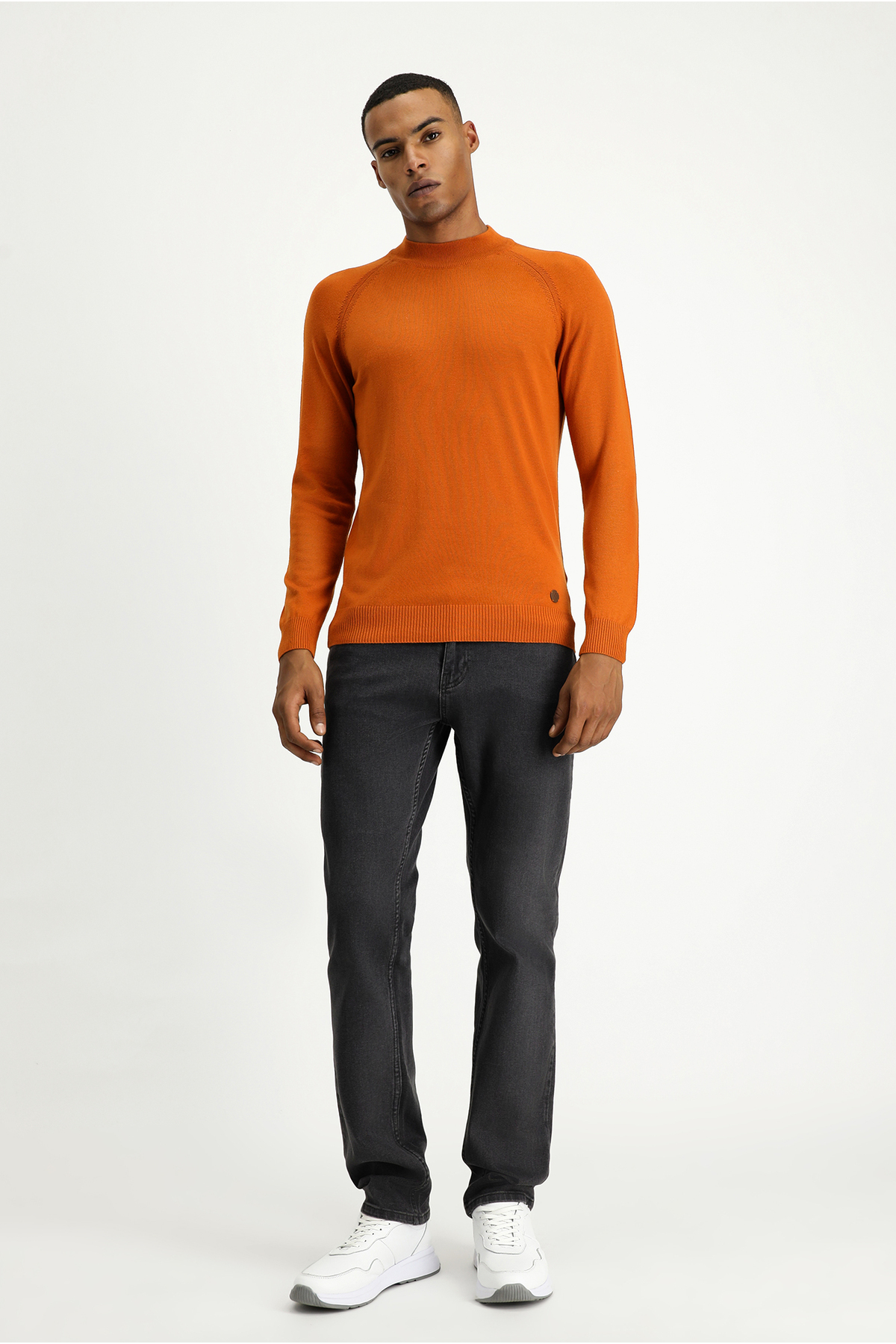 Yarım Balıkçı Yaka Slim Fit Dar Kesim Pamuklu Triko Kazak — نارنجی KK24DDH0DS007 — تصویر 2 از 6