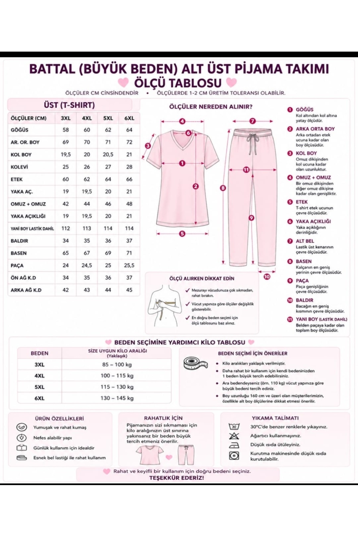 Night Star Angel Karışık Çiçek Desenli Ring Viskon Büyük Beden Pijama Takımı görsel 2