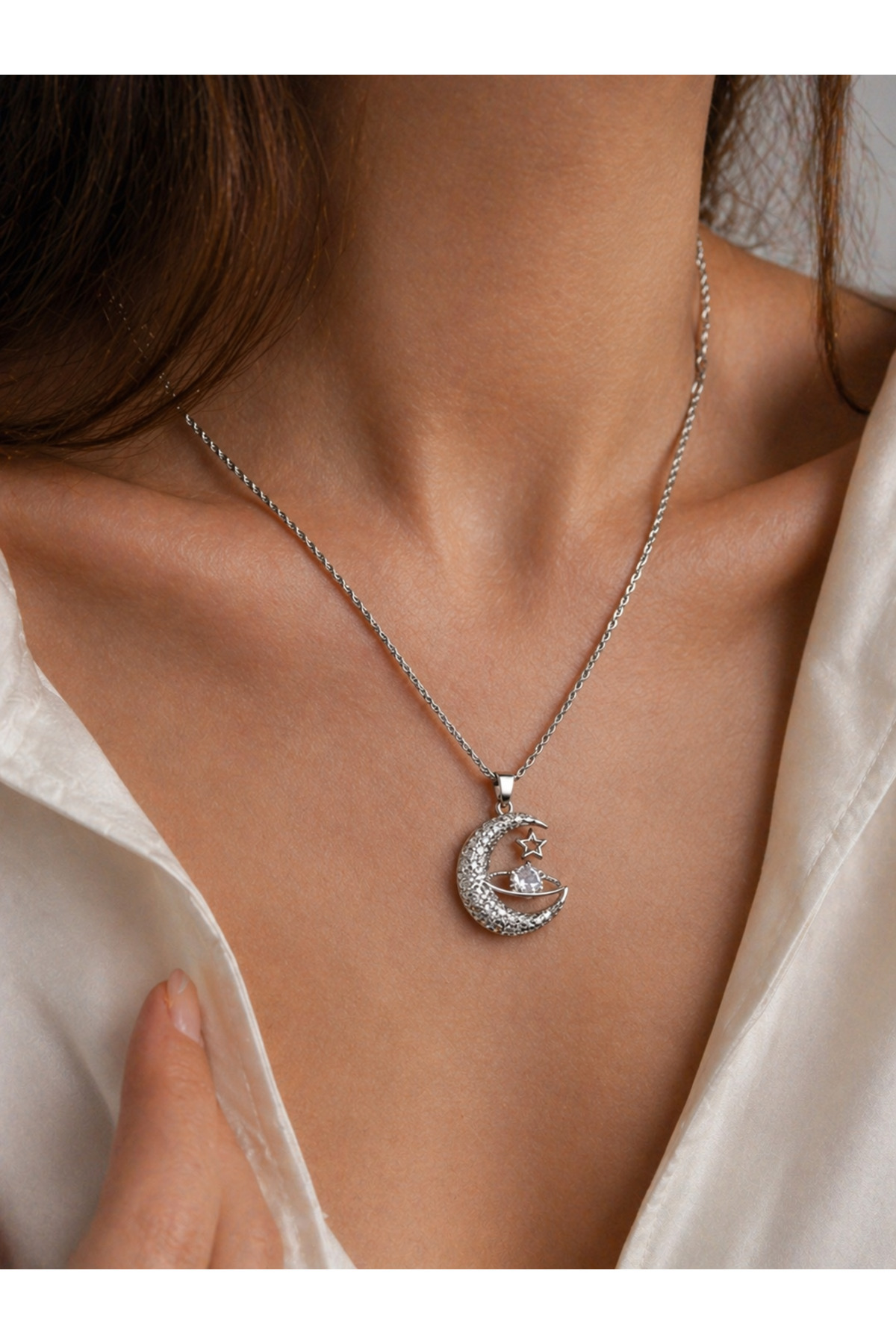 Silver Hilal Yıldızı Kolye