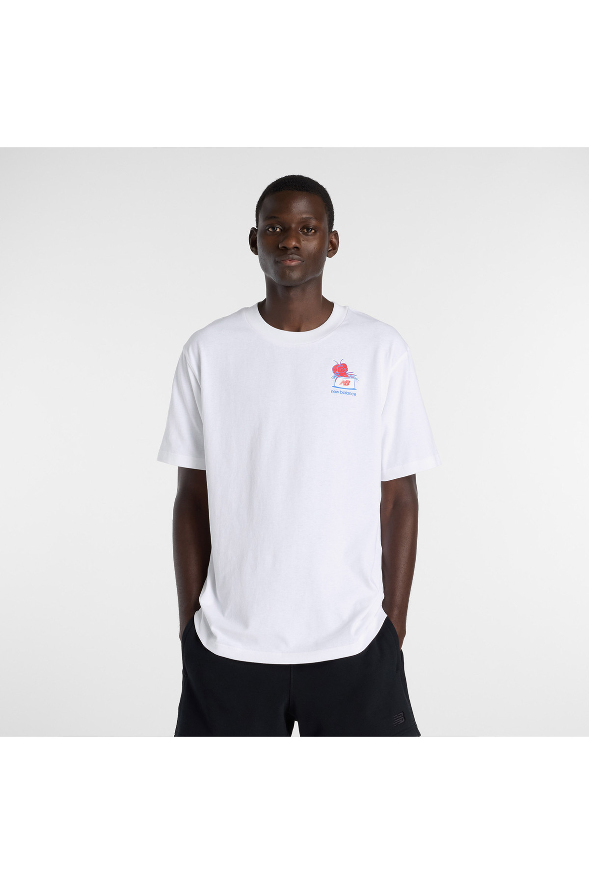 تی شرت سفید مردانه طرح لابستر رول نیو بالانس تی شرت ورزشی New Balance