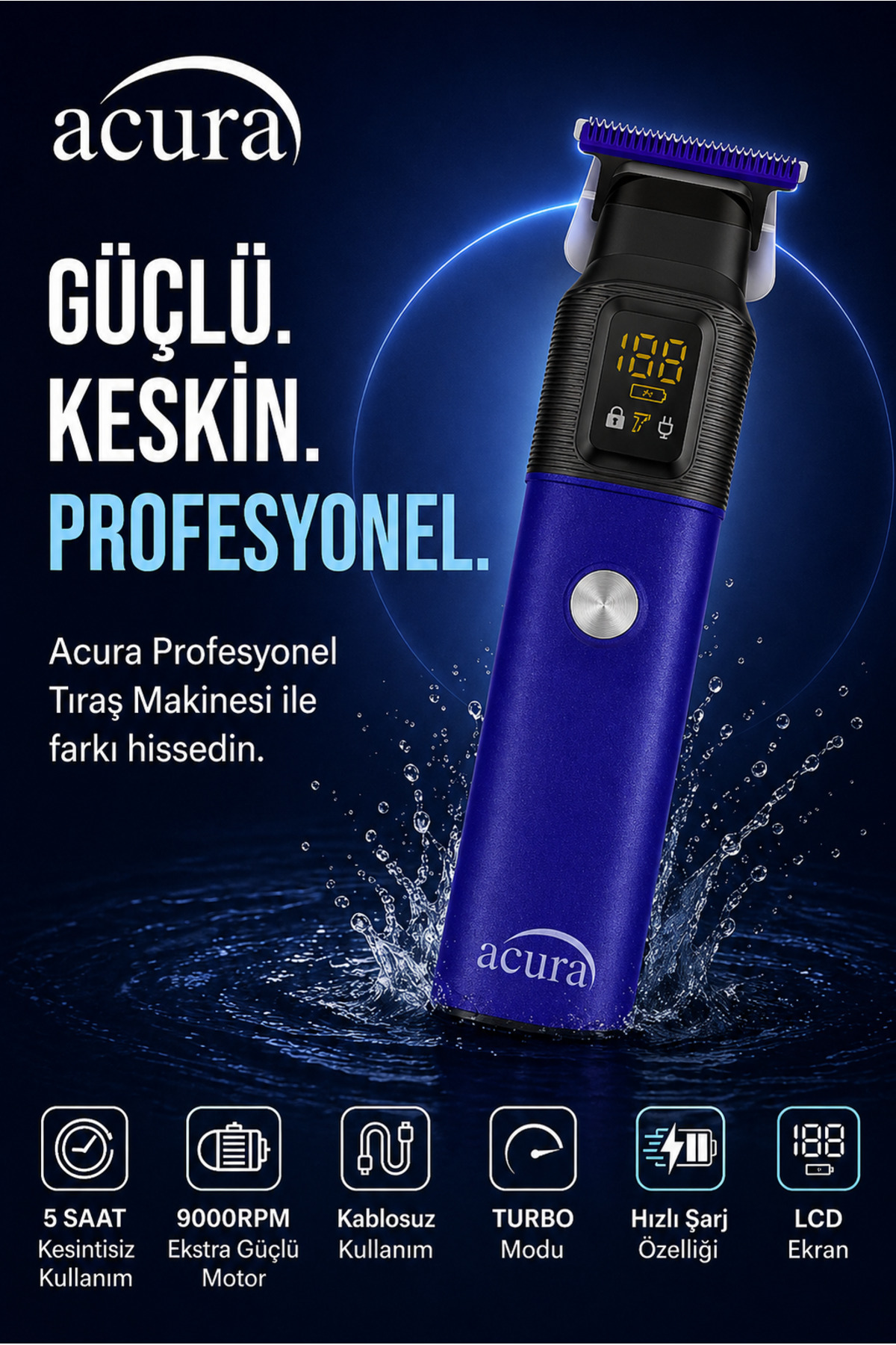 Acura AC-77 Titanyum Seramik Bıçaklı Profesyonel Sakal Ense Tıraş Makinesi - Fiyatı, Yorumları