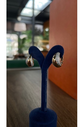 cansuaccessoire TAŞ DETAY GOLD HALKA KÜPE