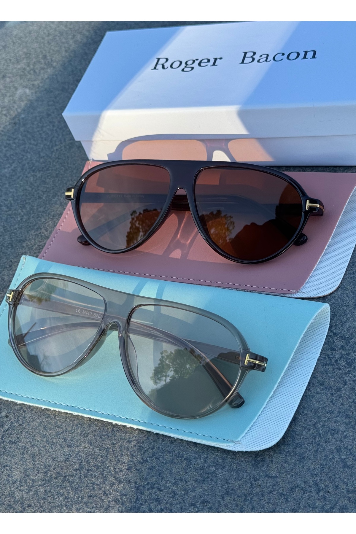Double set women's sunglasses brown & Translucent Nude Double Advantage Set