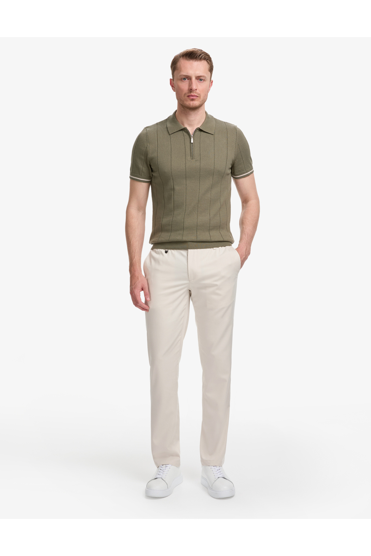 شلوار کلاسیک بژ اسلیم فیت مدل Jogger کد ۵۰۳۲۴۲۷۶-VR011 پیر کاردین شلوار Pierre Cardin