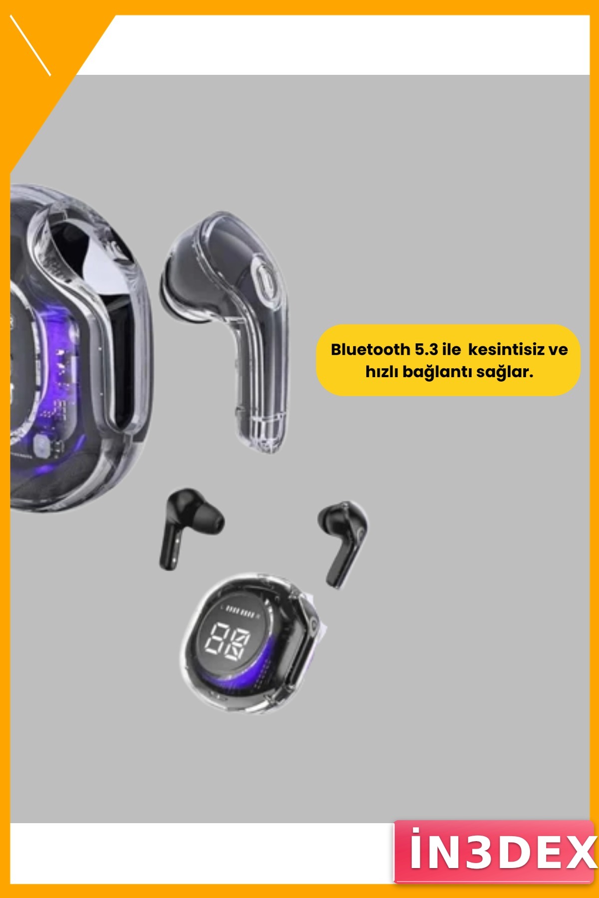 Kablosuz Kulak İçi Kulaklık 30mm Sürücü Bluetooth 5.3 LED Ekran
