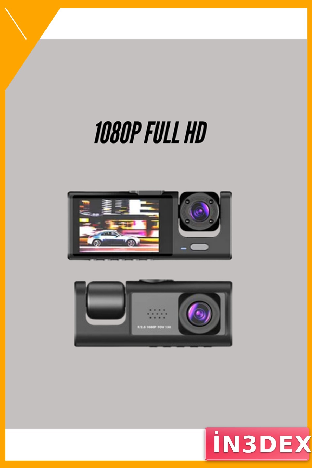 3 Kameralı 1080P Araç İçi Kamera Siyah 170° Geniş Açı Gece Görüş