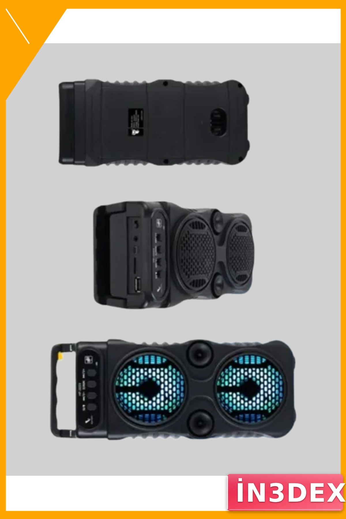Bluetooth Hoparlör LED Işıklı FM Radyo Mikrofon Girişli Taşınabilir
