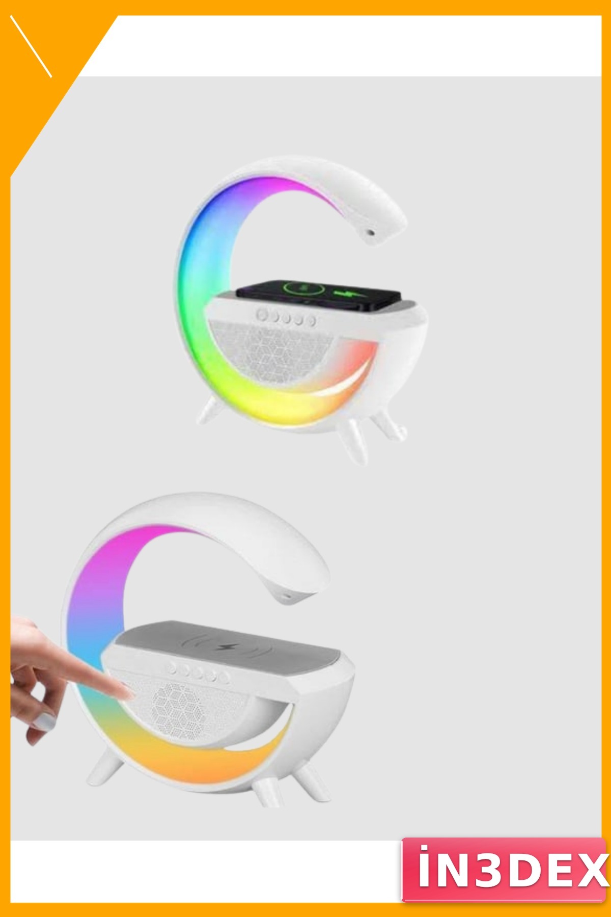 Kablosuz Şarjlı Bluetooth Hoparlör FM Radyolu RGB Gece Lambası