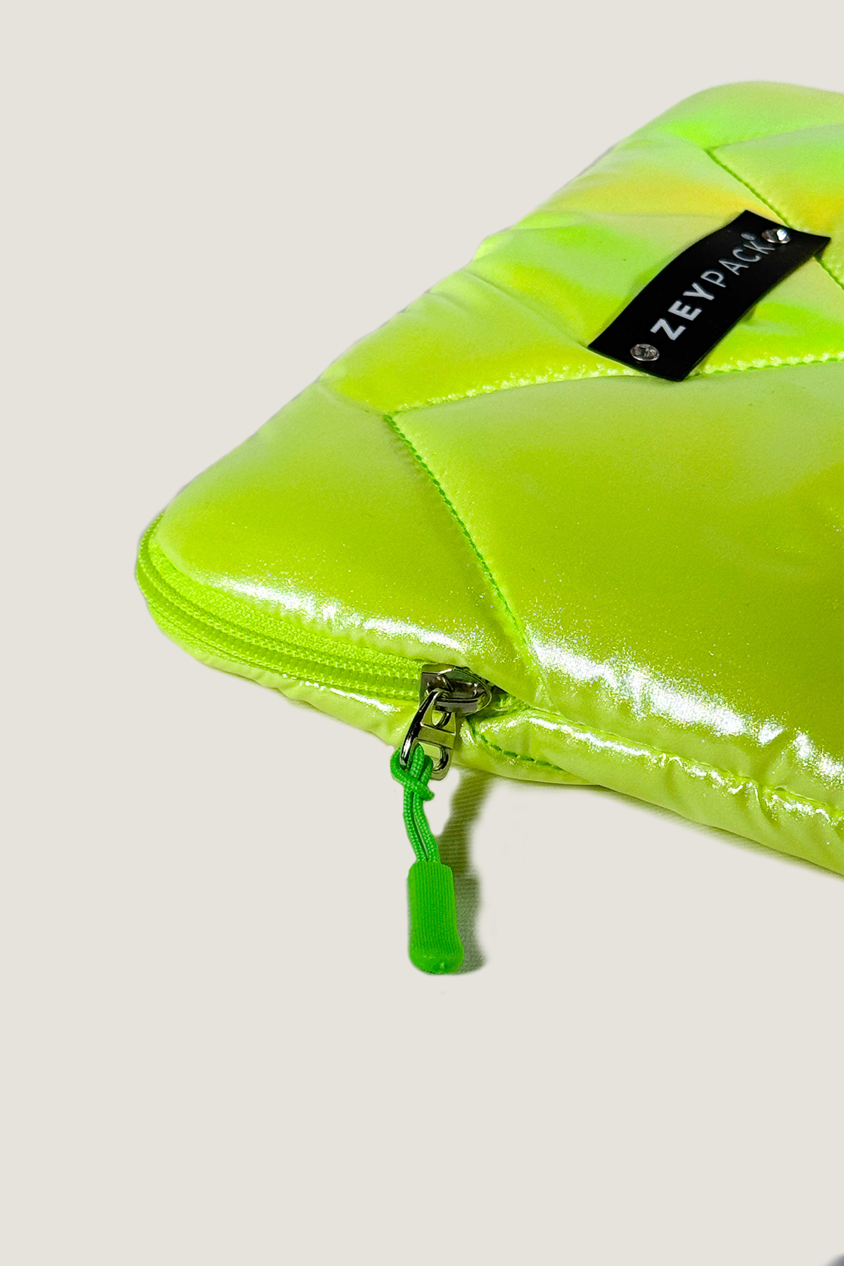 zeypack Simli Neon Yeşil Çanta- Clutch, El Çantası, Makyaj Çantası 28x18cm görsel 5