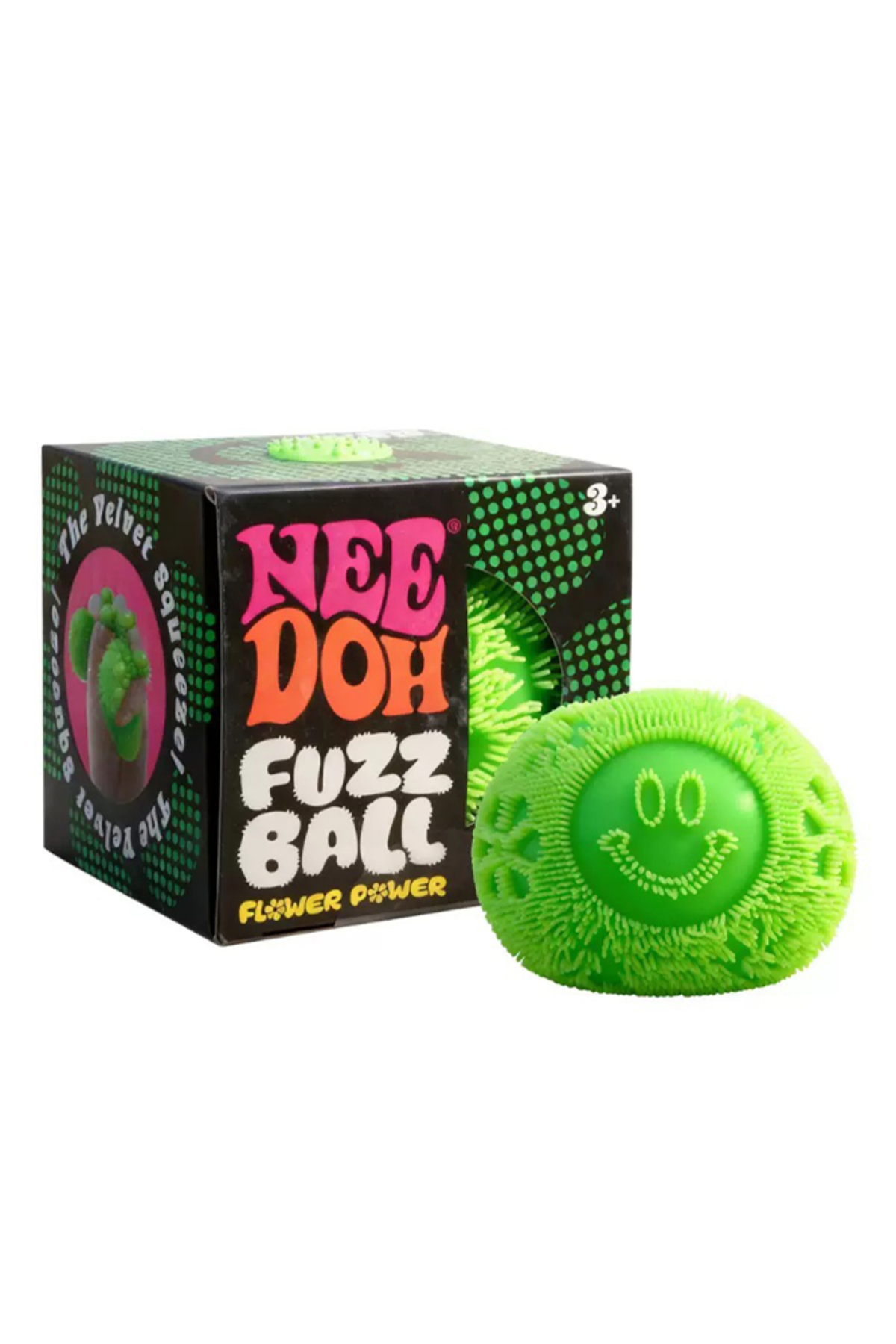Needoh Fuzz Ball Squishy Smiley Toy | Velvet-Touch Sensory Fidget Ball for Stress Relief，Smiley Face Squeezing Toy, A Sensory Stress-relieving Toy for Children and Sdults