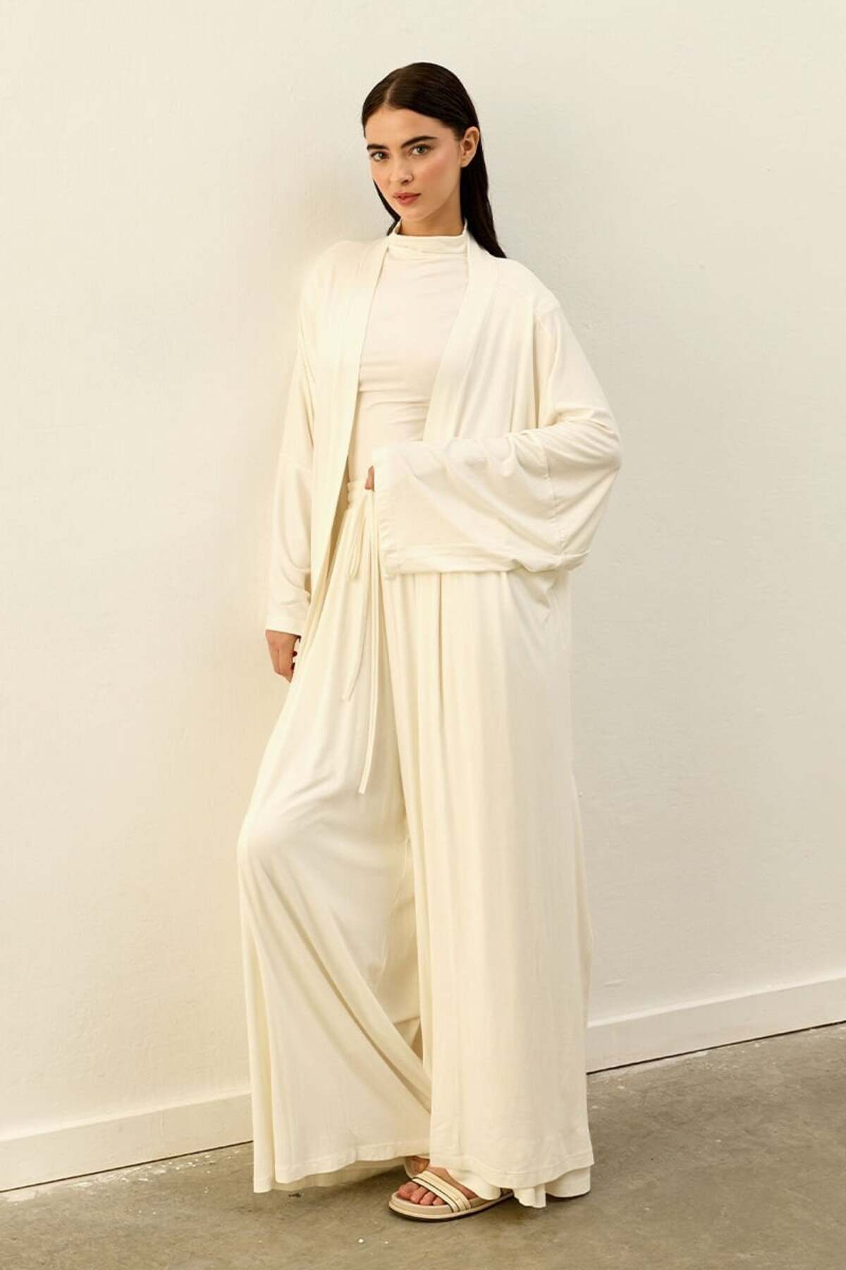 Ecru Viscose Kimono