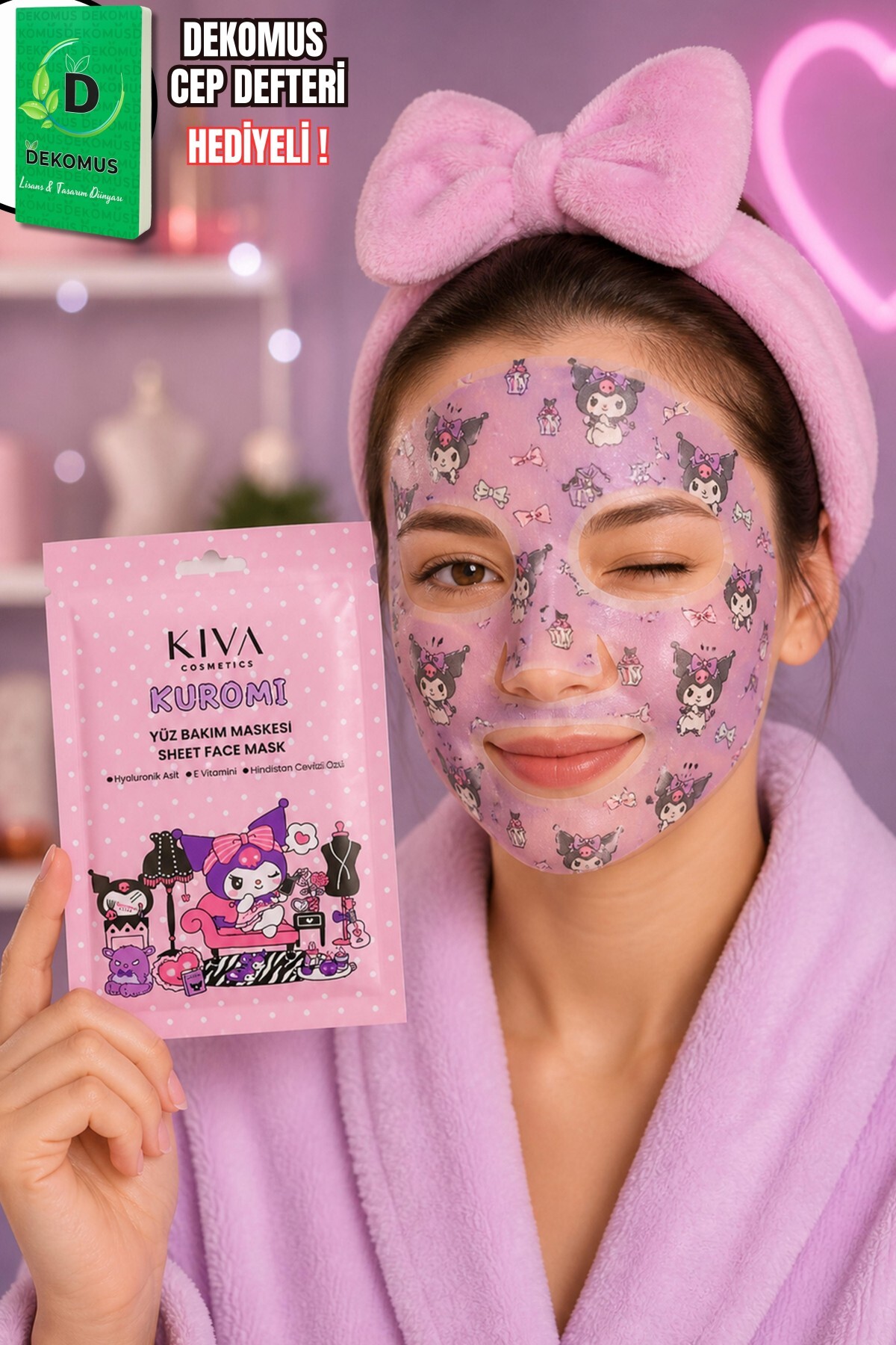 kuromi X Dekomus Licensed Paper Facial Care Mask with Dekomus