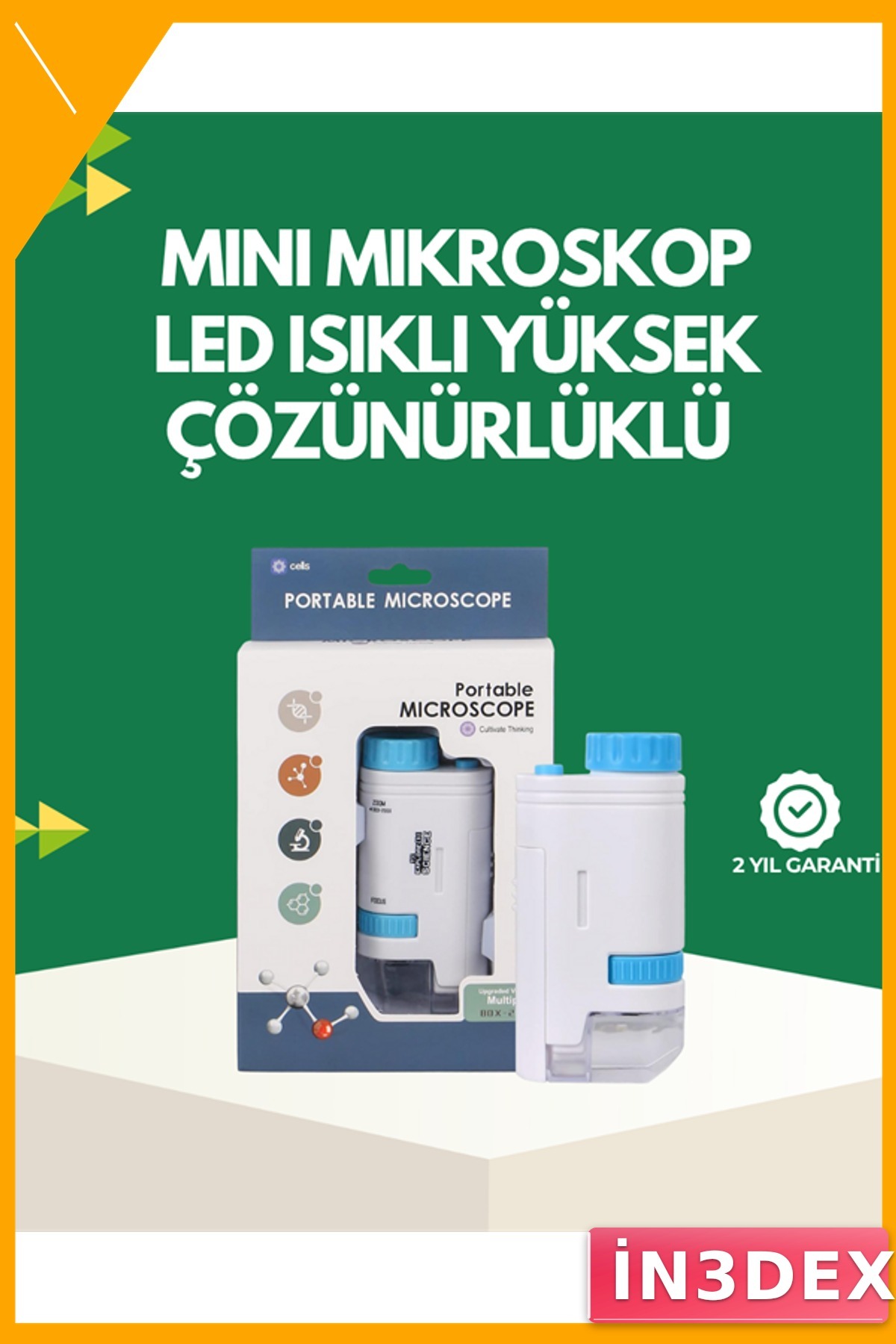80-200X Büyütmeli LED Işıklı Cep Mikroskobu Taşınabilir