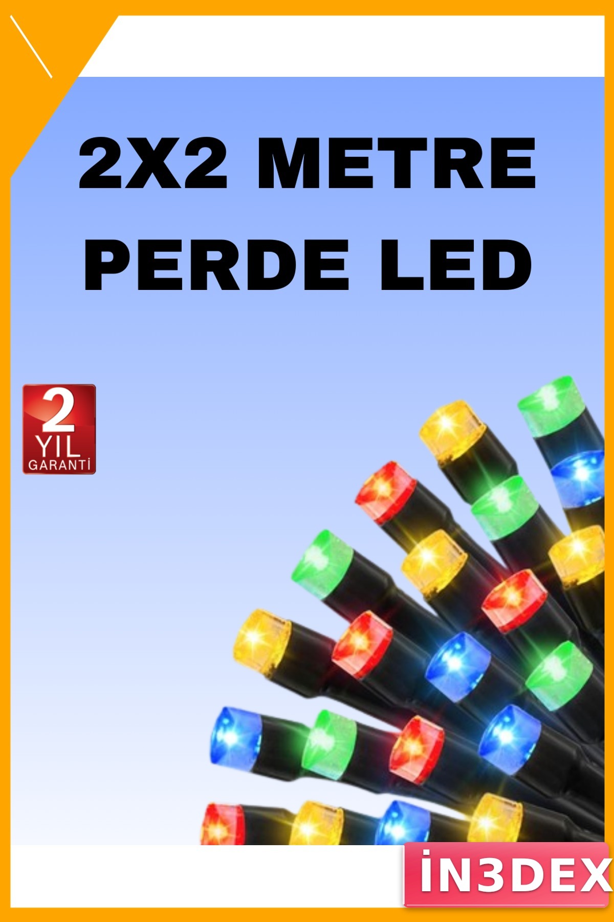 LED Perde Işık 2x2 8 Fonksiyonlu Koyu Yeşil Kablo Noel Dekorasyon