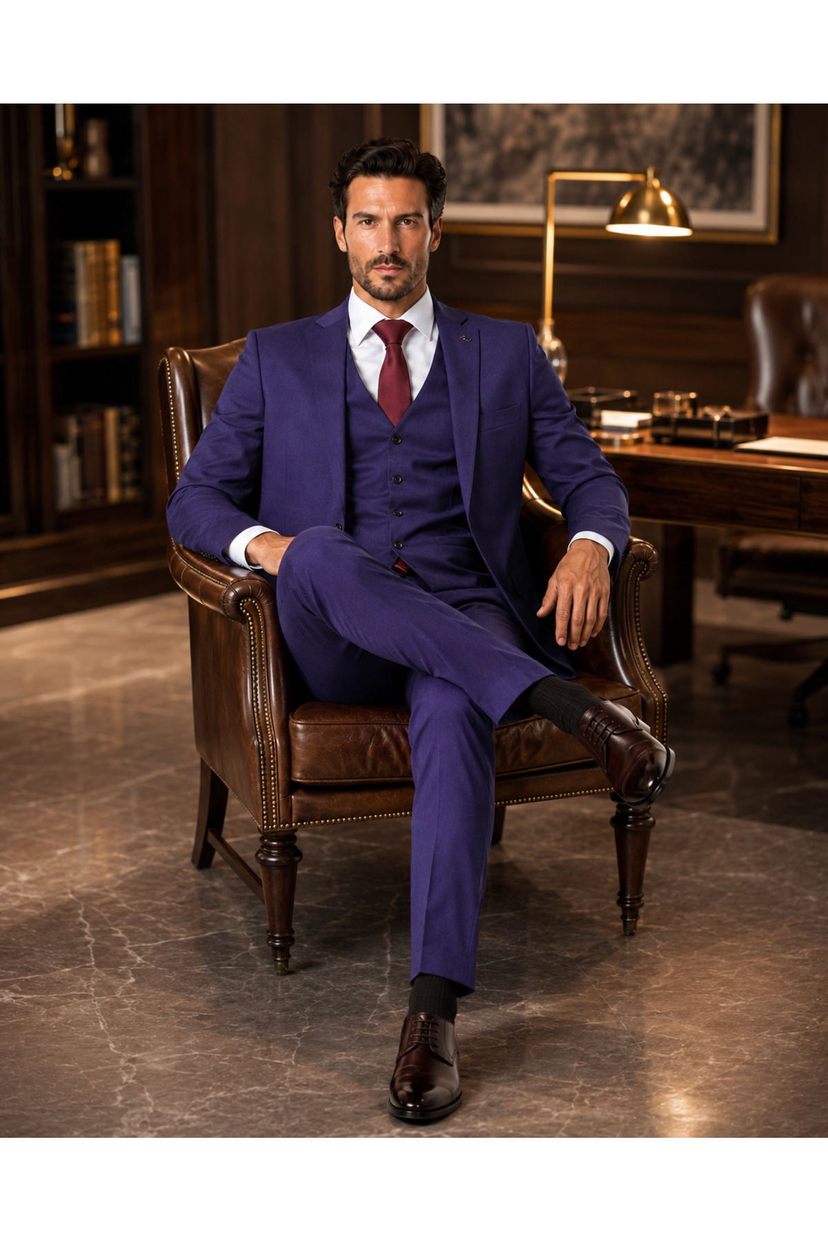 کت و شلوار مردانه – Slim Fit Premium Classic Elegance — بنفش 57-6544/133-1102 — تصویر 4 از 5