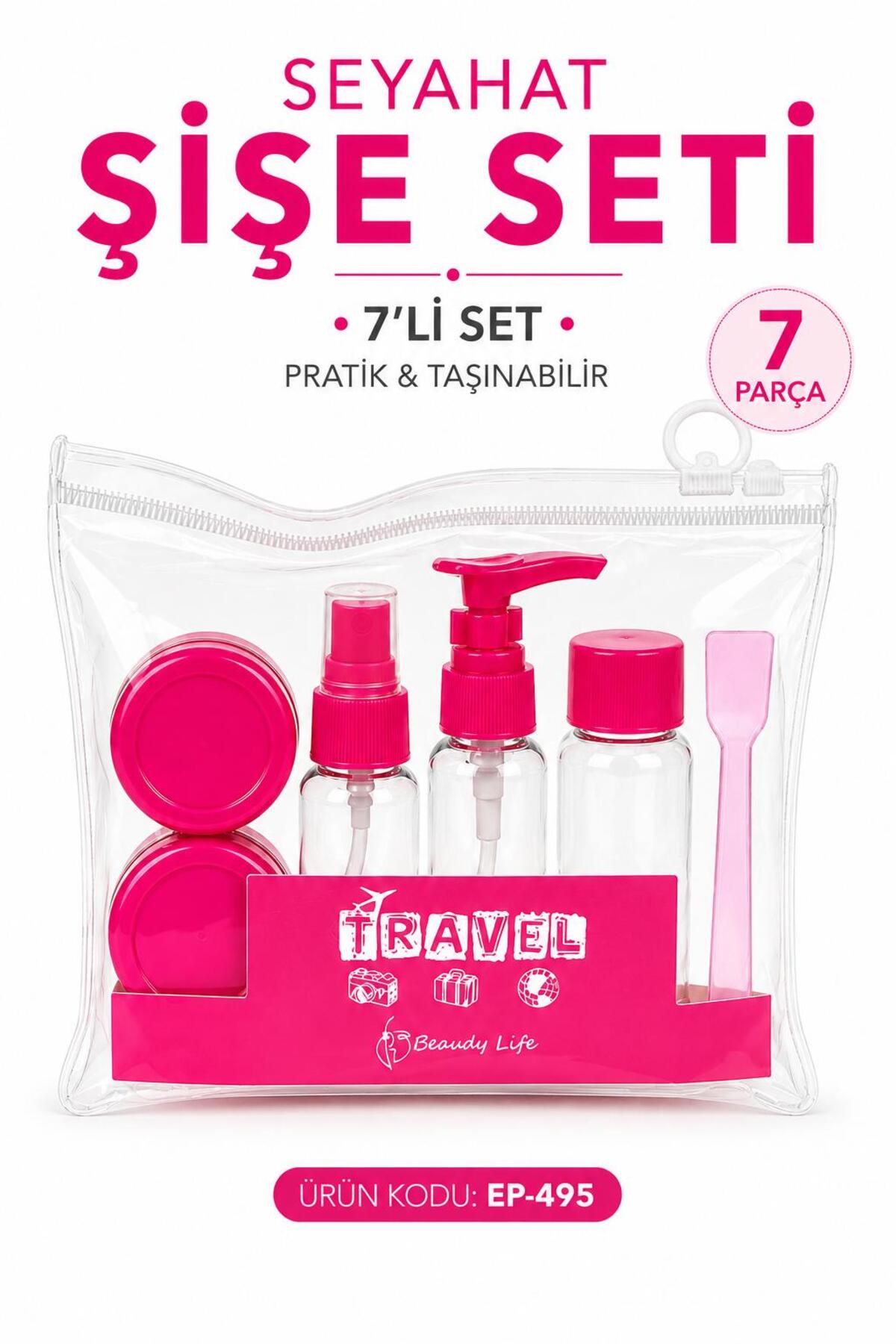 Gold Beauty Seyahat Seti - Kozmetik Şişe Seti 7'li Pratik