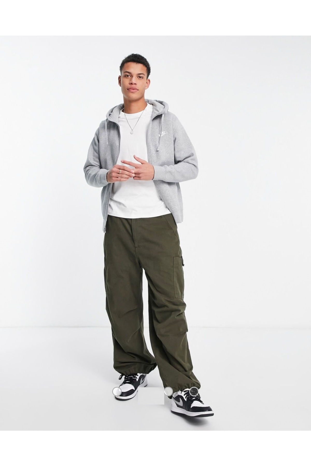 Nike Sportswear Club Full Zip Hoodie Şardonlu Kapüşonlu Gri Fermuarlı Sweatshirt görsel 2