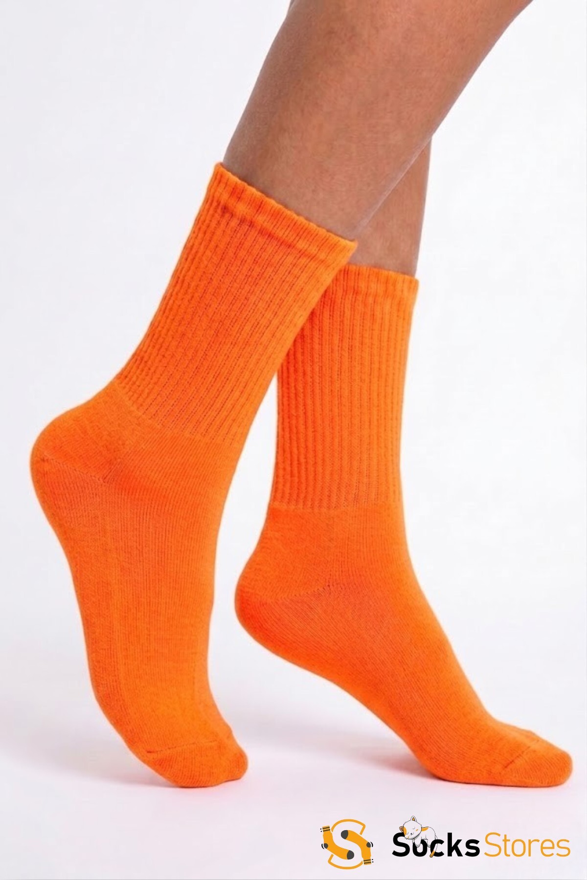 Socks Stores Unisex Pamuklu Turuncu Renkli Soket Çorap -Tekli Rahat Spor Tenis Çorabı