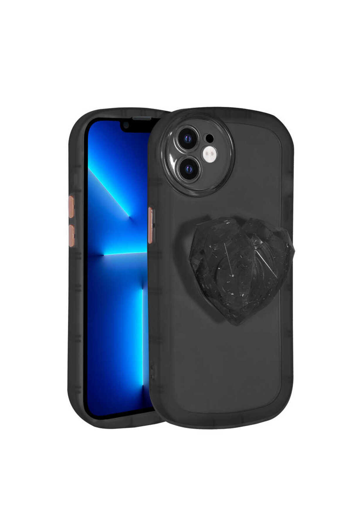 iPhone 11 Uyumlu Kamera Korumalı Pop Soketli Renkli HNZM Ofro Kılıf-Siyah