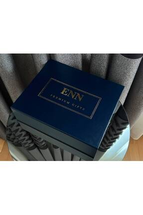 ENN LUXURY P&G Gece Mavisi Deri Kutulu, Fincanlı, 6 Adet Türk Kahvesi Ve 12 A...