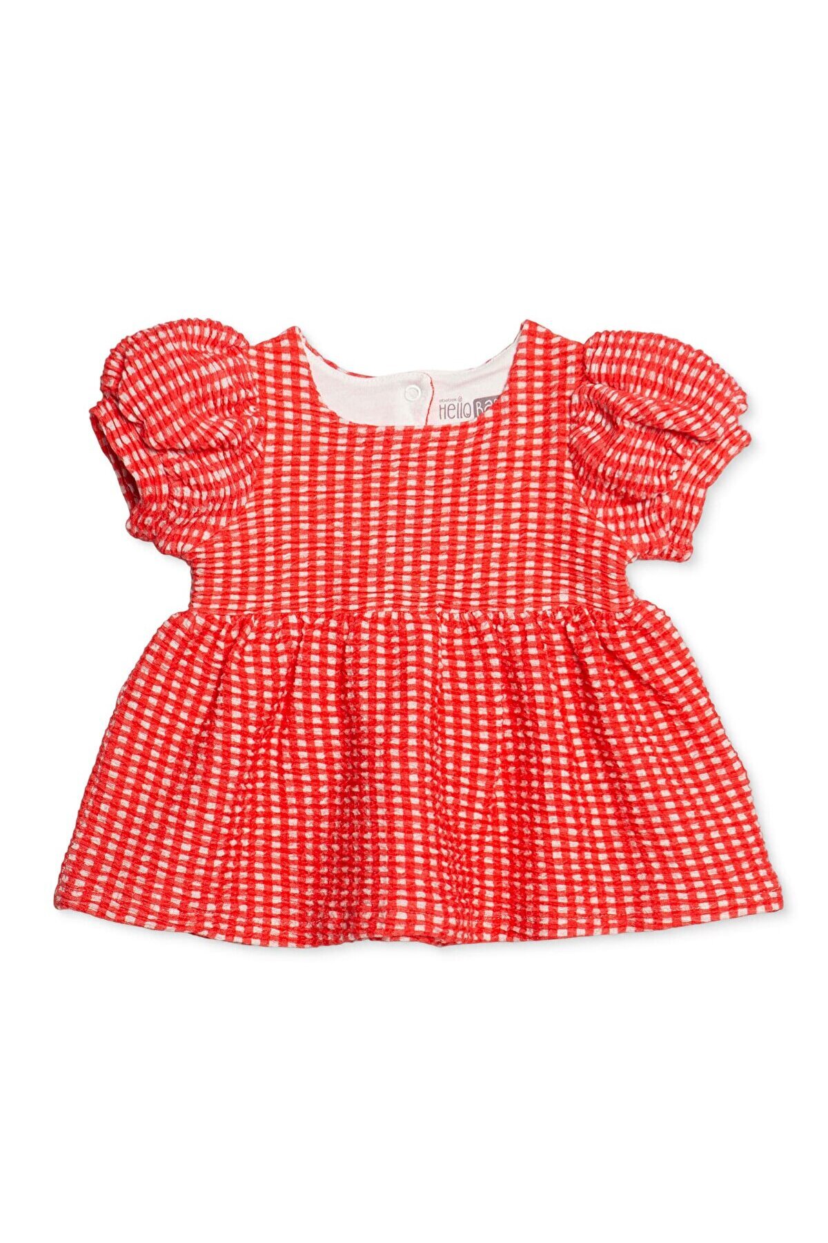 ebebek Hello Baby HelloBaby Kız Bebek Elbise Kareli Çıtçıtlı Bisiklet Yaka Kısa Kol
