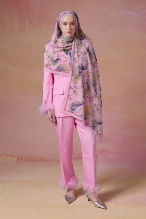 hansilk.co Plume Rose %100 İpek Şal 70*190 cm