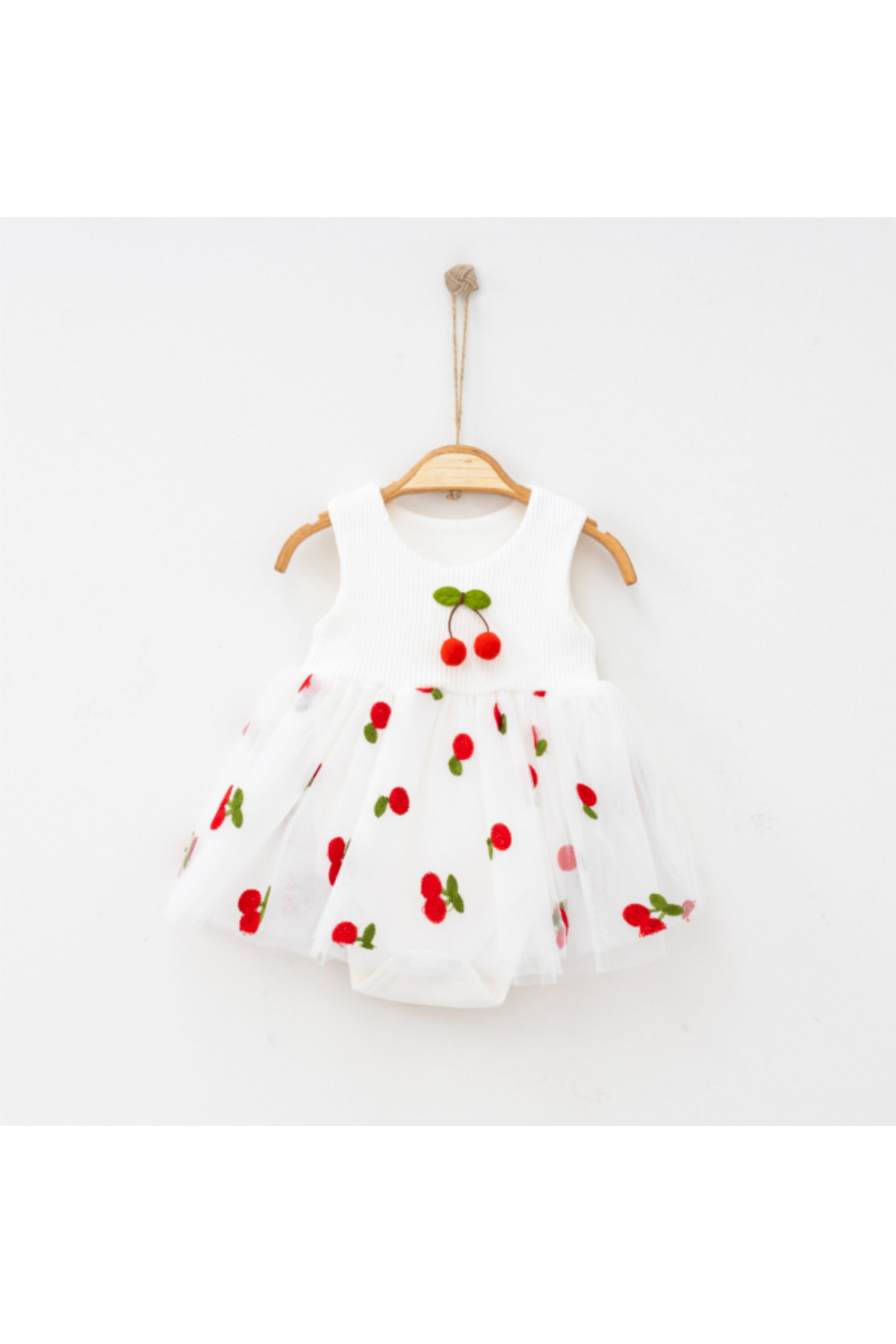 BabyWings Kız Bebek Kiraz Detaylı Tütü Elbise